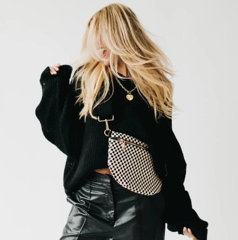 Westlyn Black Checker Bum Bag
