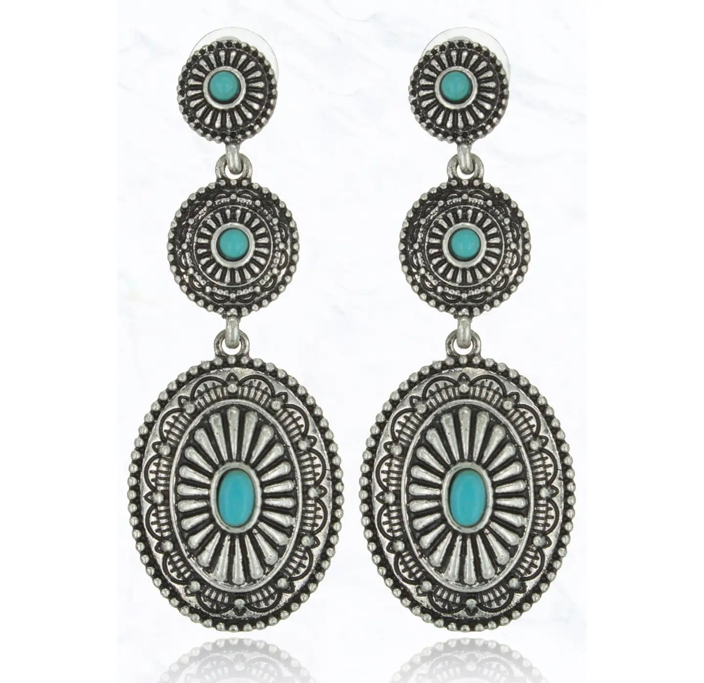 Triple Concho Drop Earring