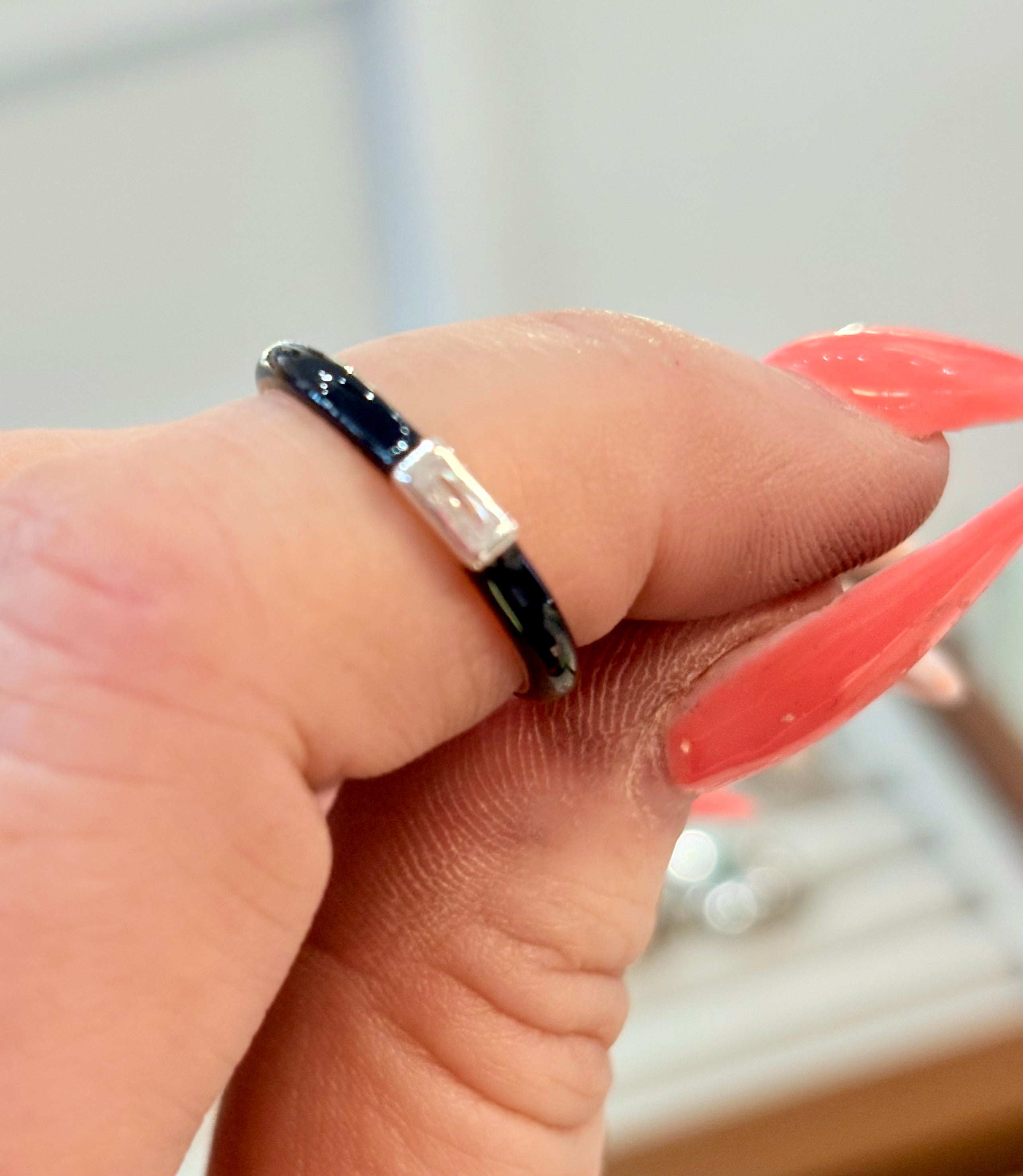 Black Enamel Stacking Band