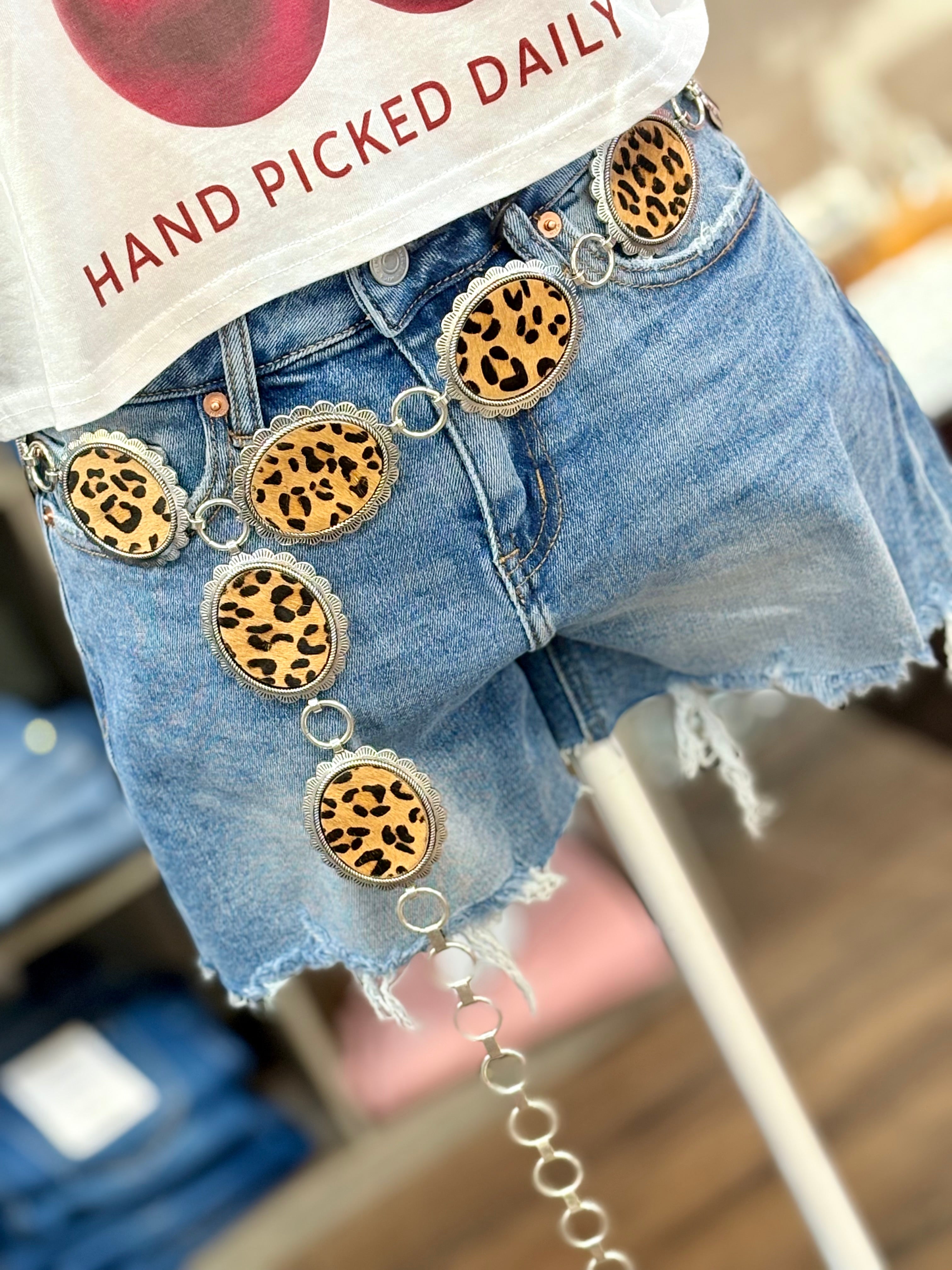 Leopard Hide Chain Belt