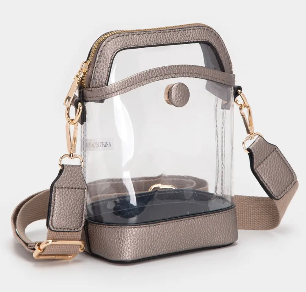 Solid Faux Leather Clear Bag