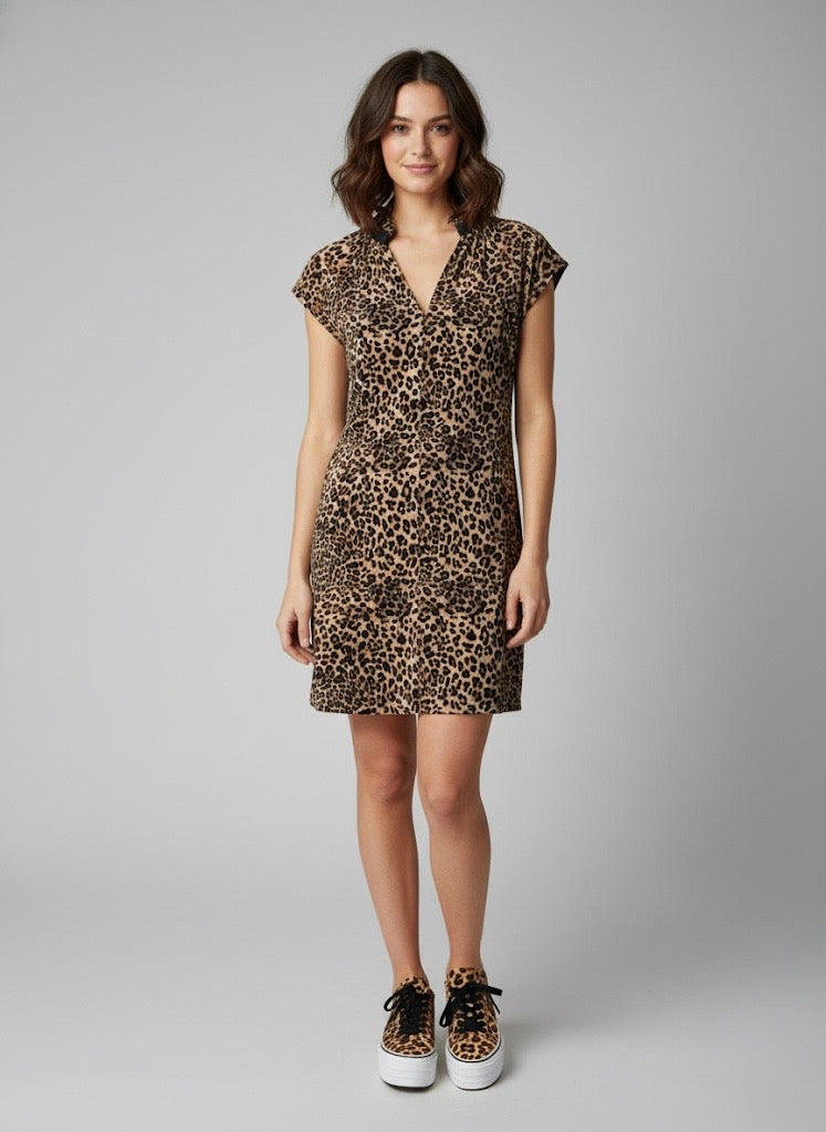 Black Cheetah Print Suede Dress