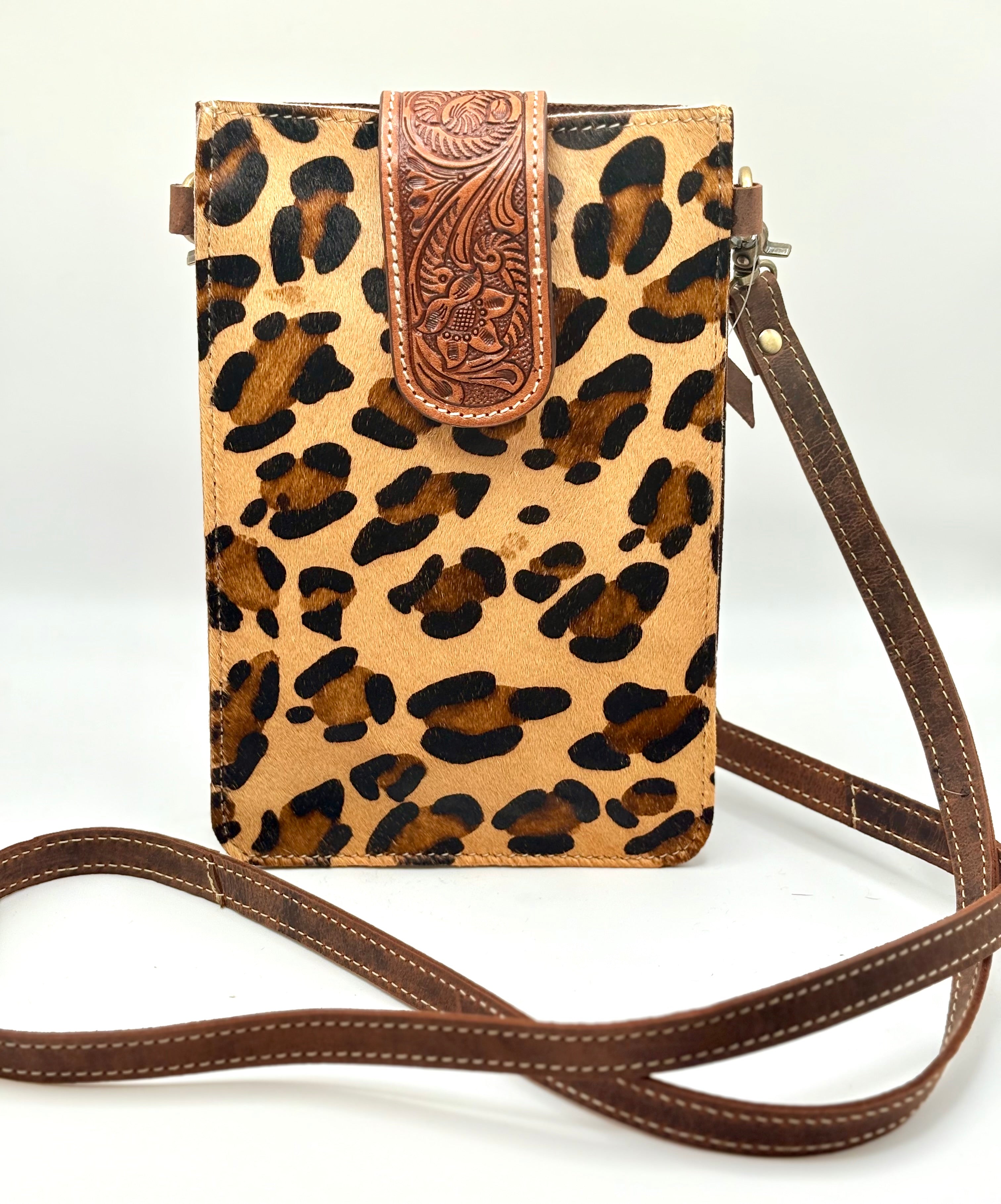 Haydee Phone Crossbody Mobile Western Tooled Leather Cowhide