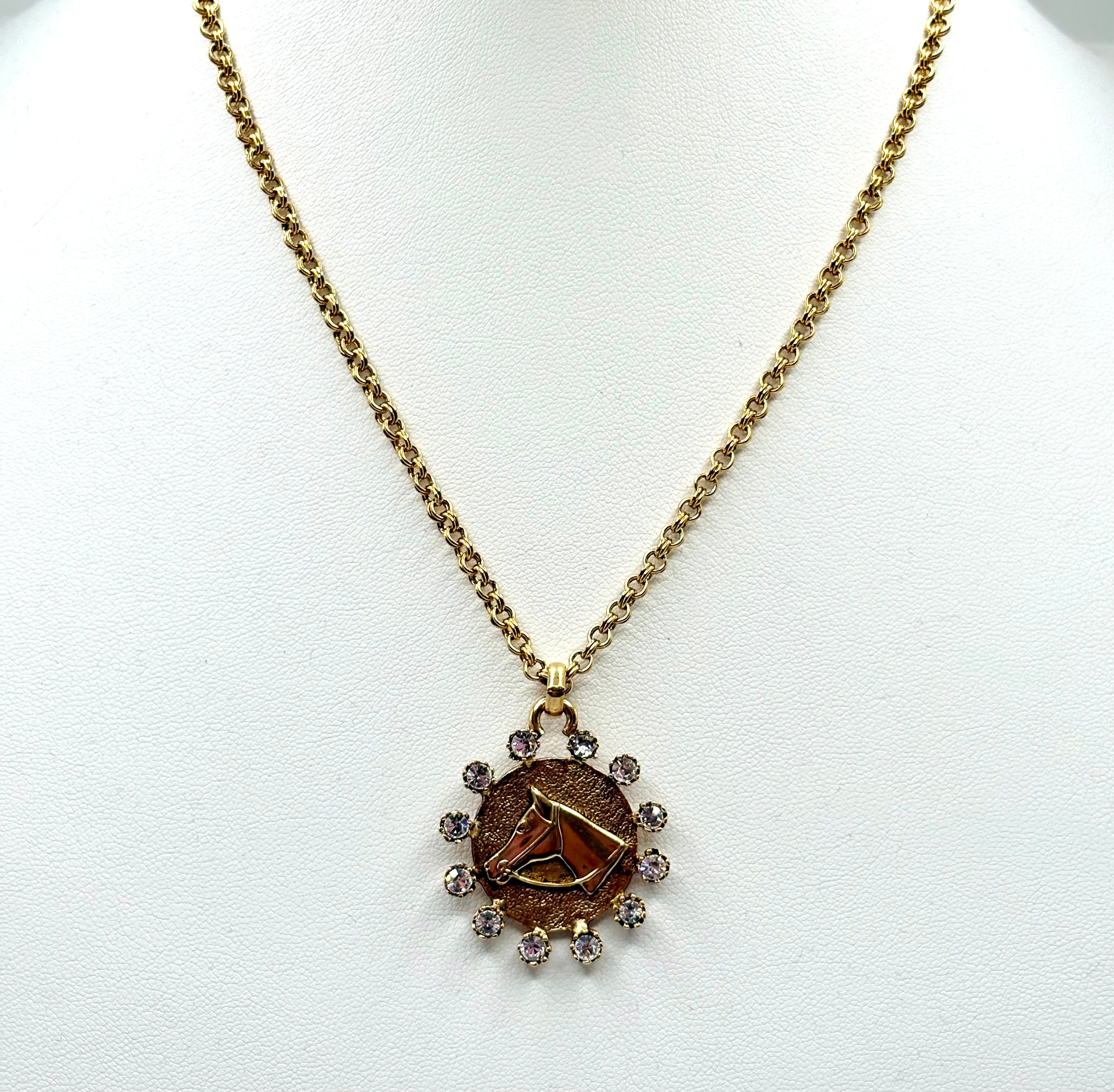 Crystal Trim Horse Necklace