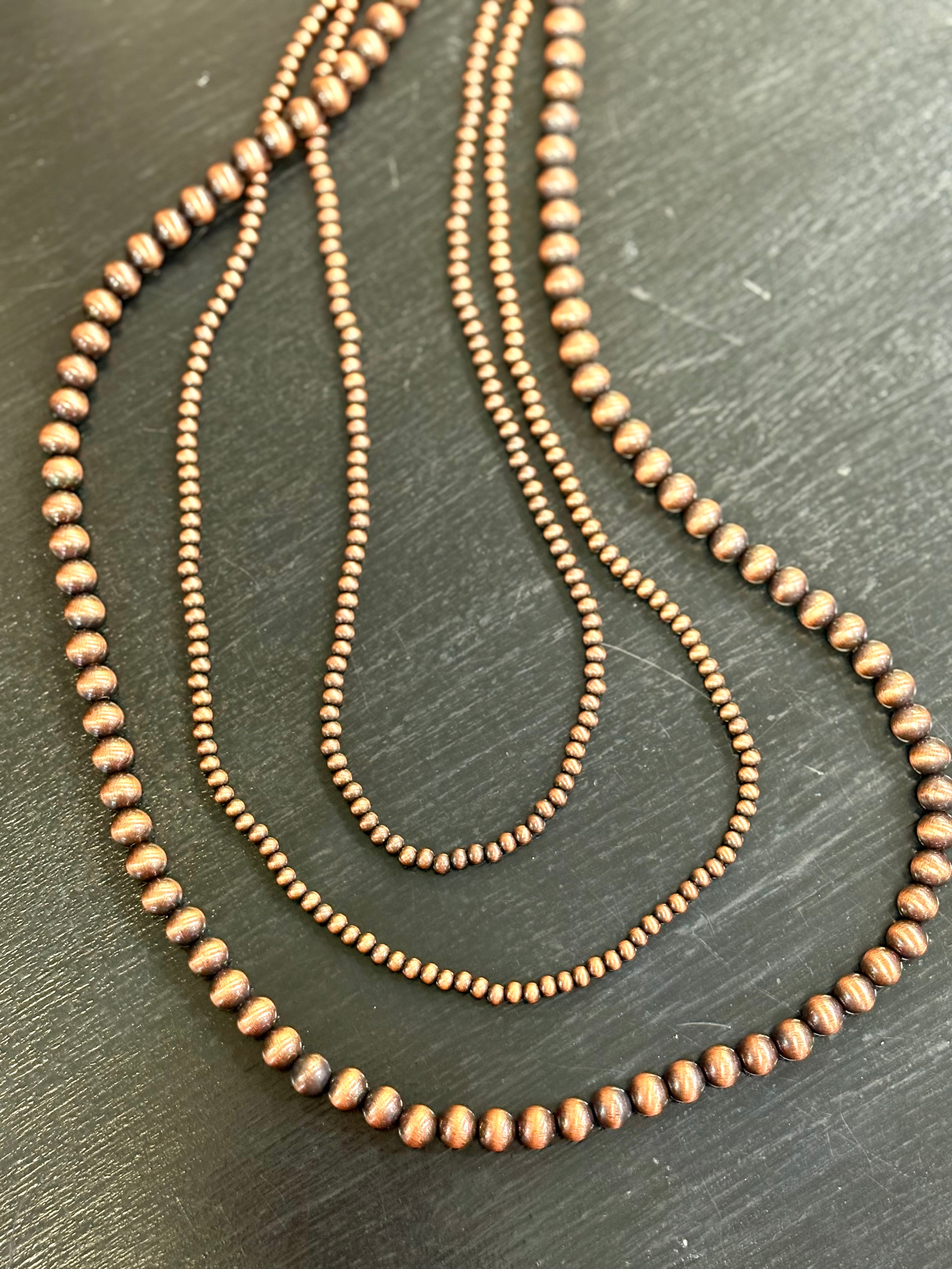 Triple Strand Bronze Navajo Pearl Necklace