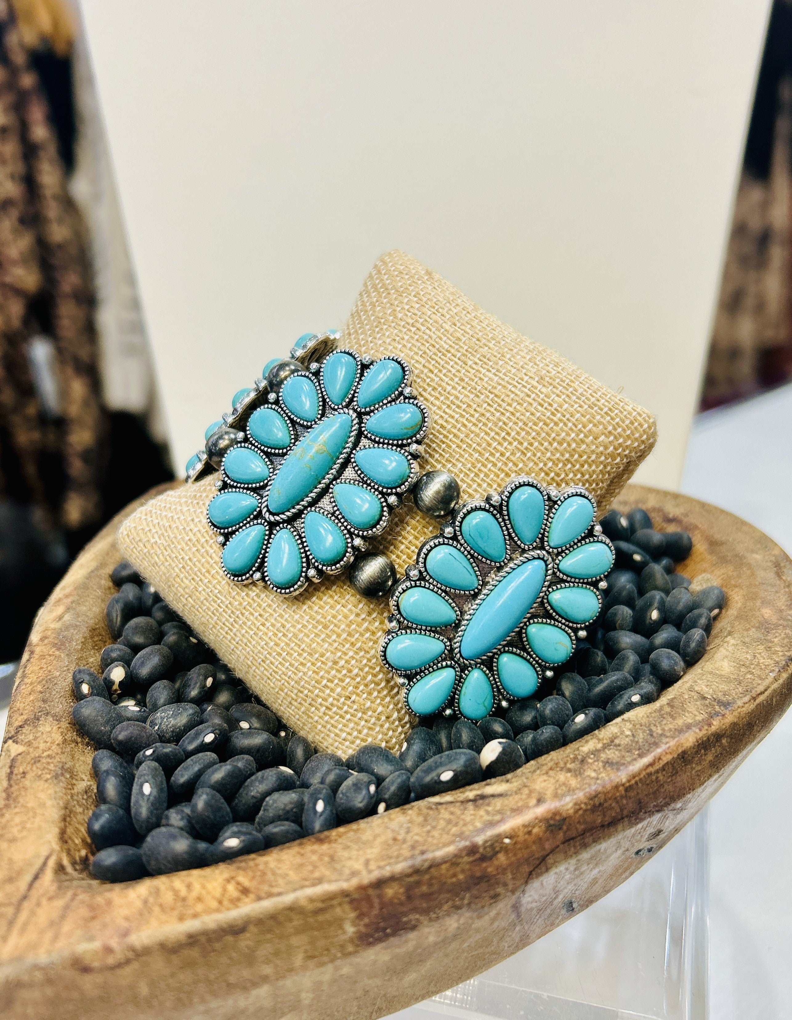 Turquoise Squash Blossom Stretch Bracelet