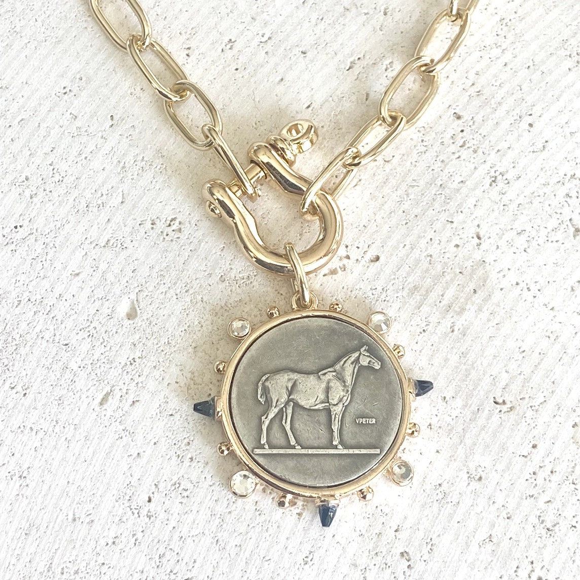 Horse Coin Shackle Necklace  Equestrian Derby