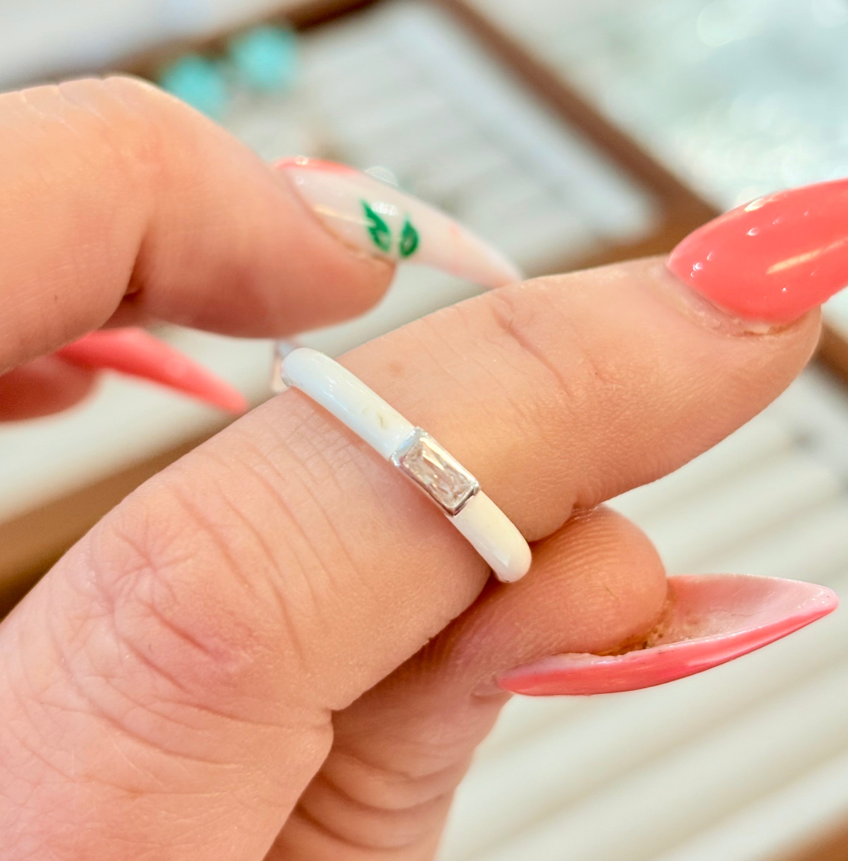 White Enamel Stacking Band