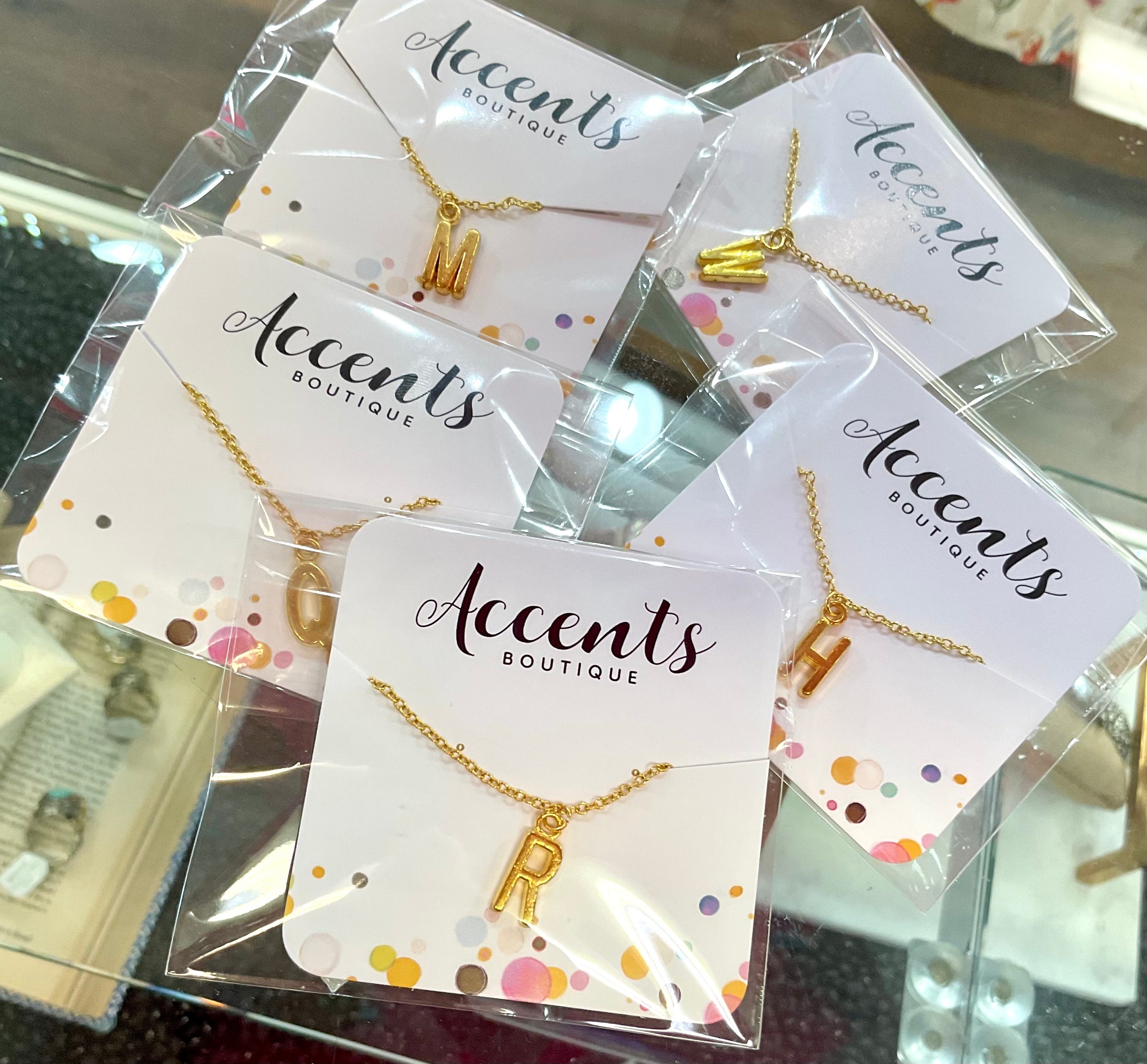 Gold Tone Initial Necklace