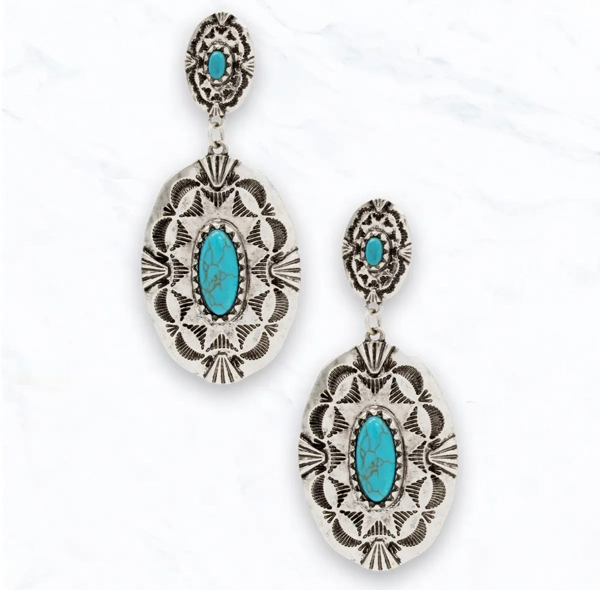 Oval Turquoise Drop Earrings