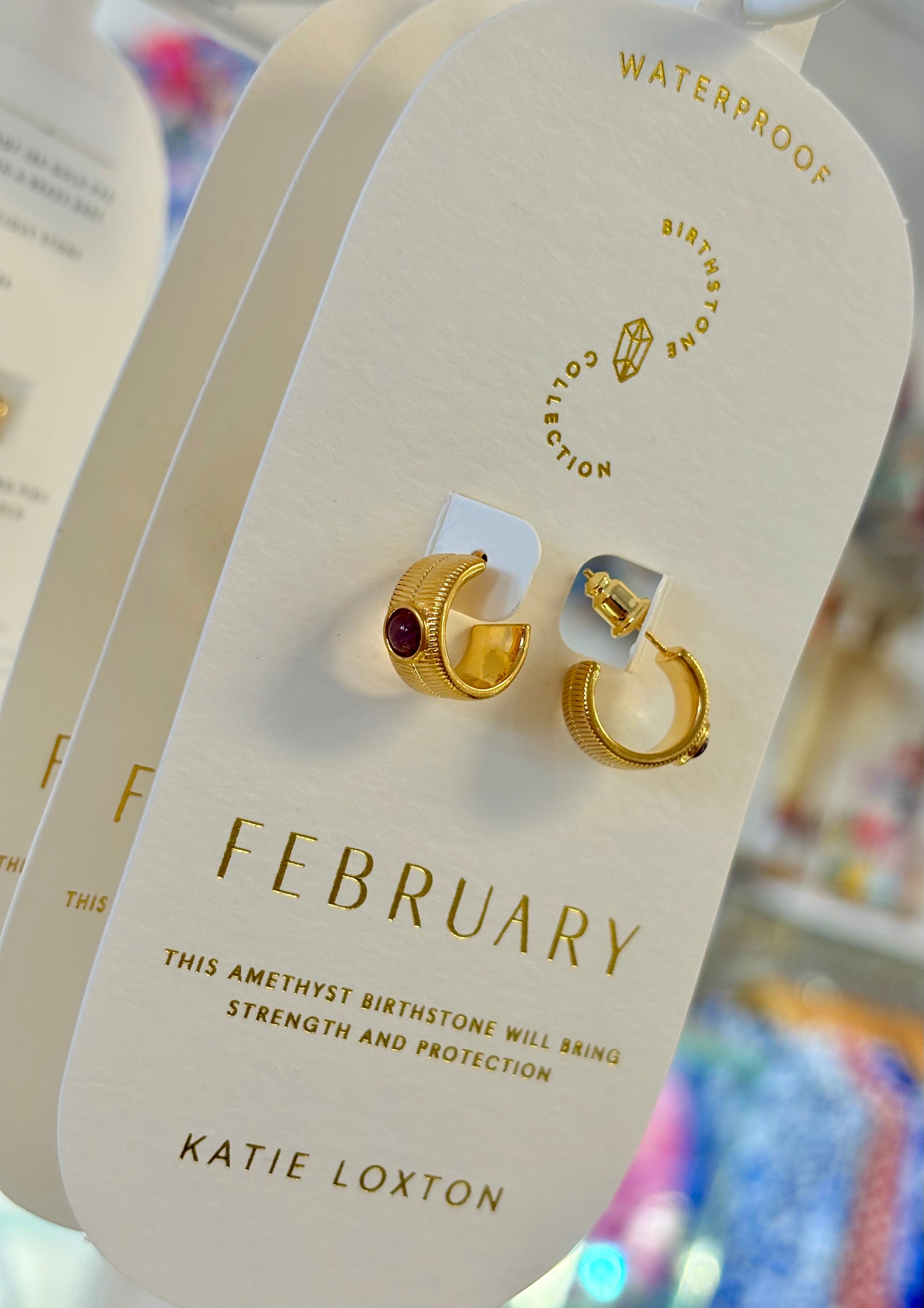 Katie Loxton Waterproof Birthstone Earrings - February