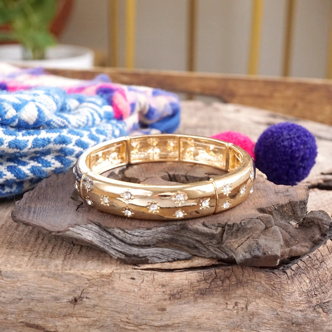 Gold-Tone Eternity Stretch Bangle-CR
