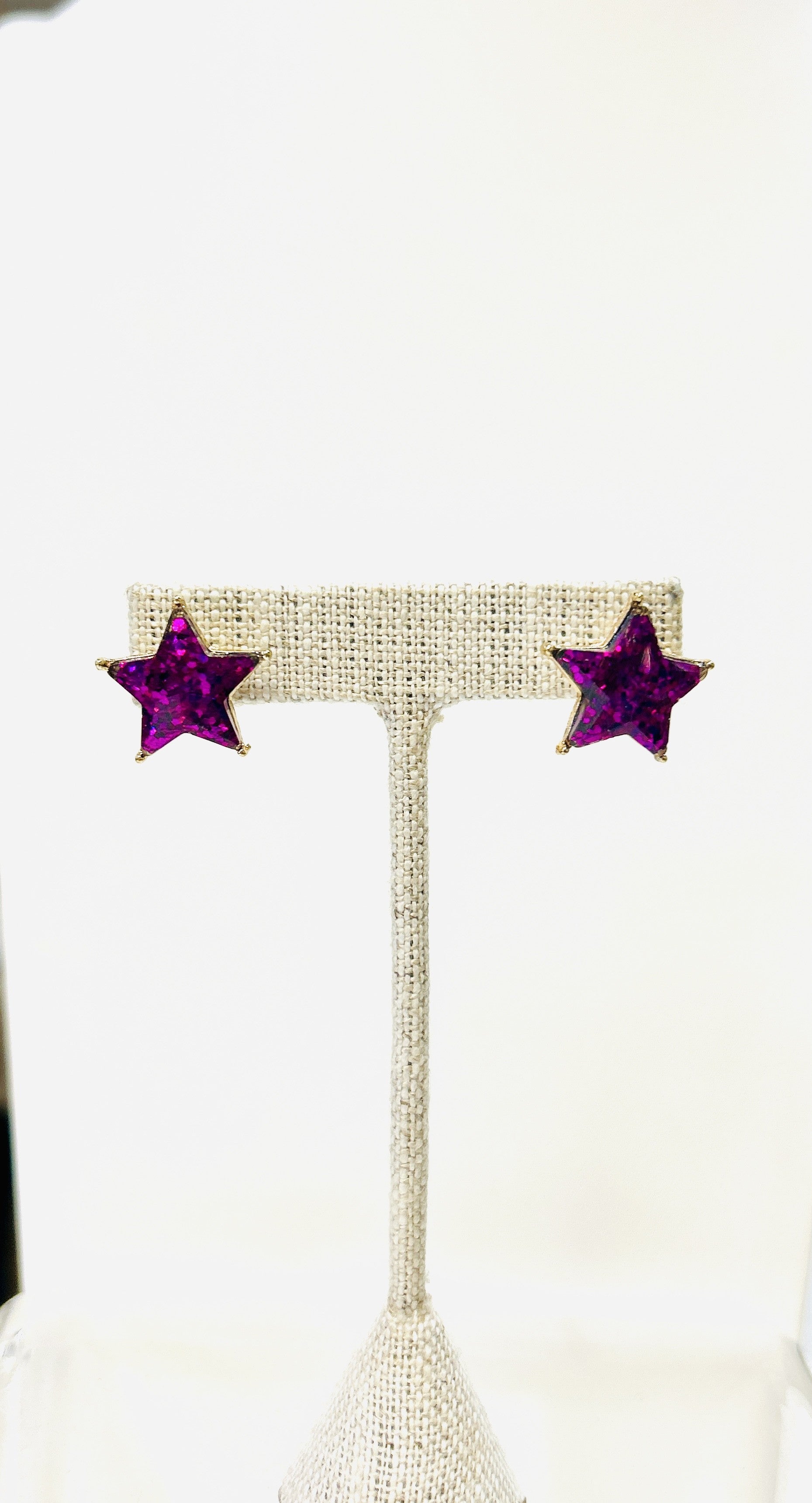 Magenta Star Earrings