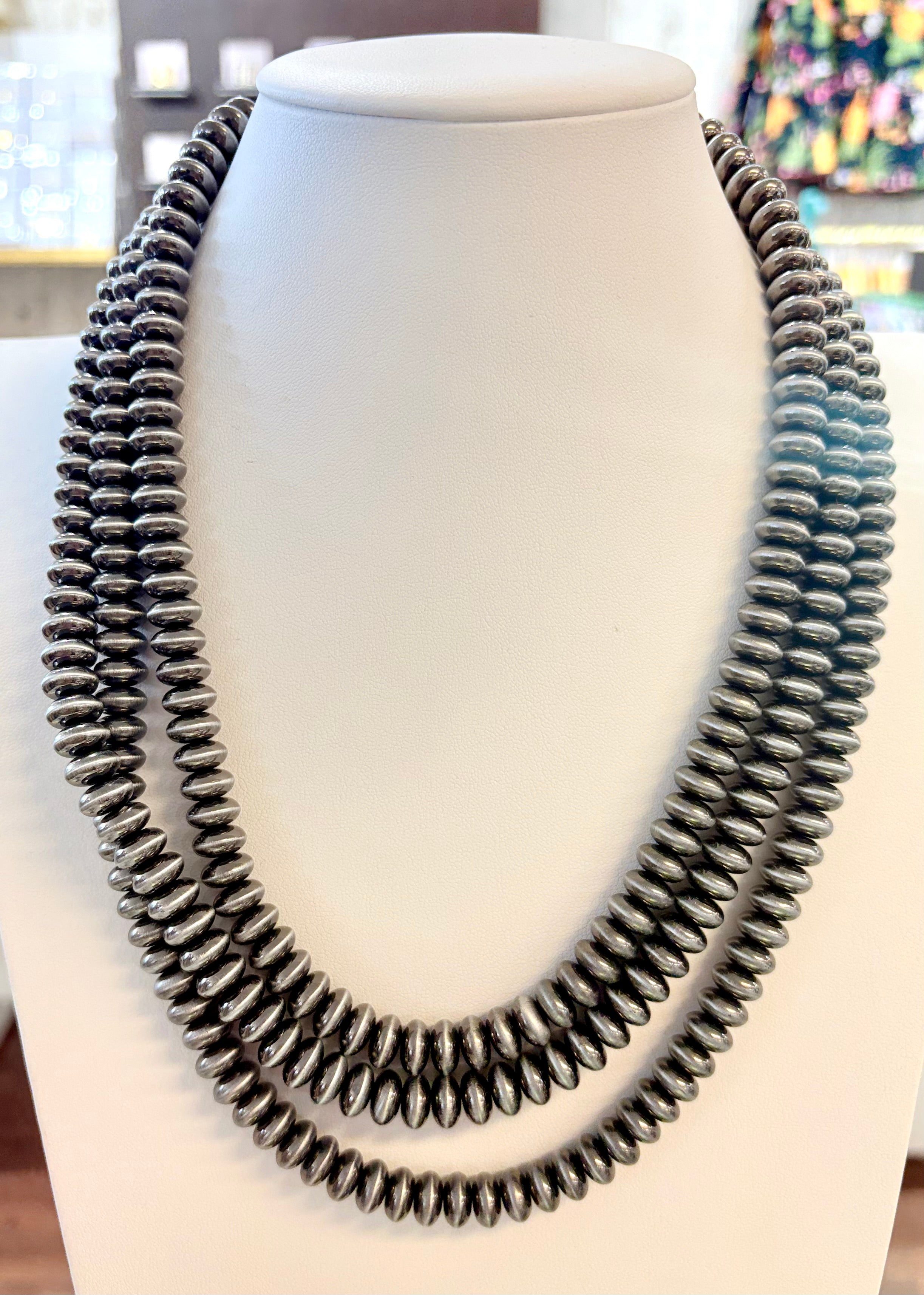 Triple Strand Oblong Navajo Pearl Necklace