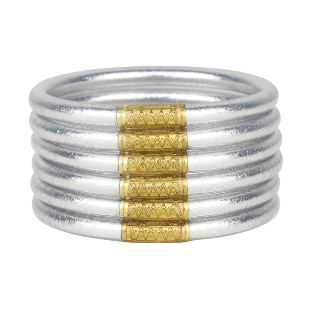 Budha Girl Silver All Weather Bangles® (Set of 6) - Serenity Prayer