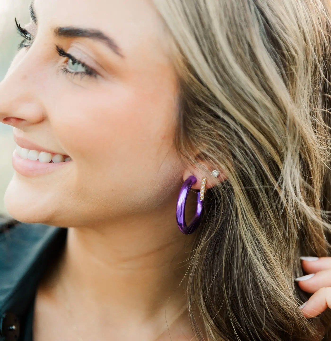 Taylor Shaye Gameday Metallic Hoops - Purple