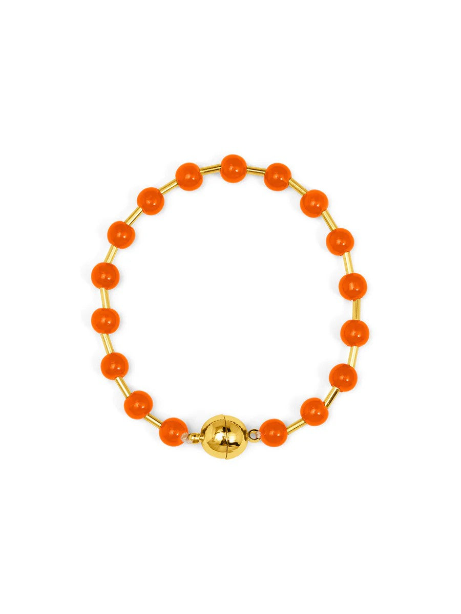 Glass Bead Magnet Bracelet - Orange