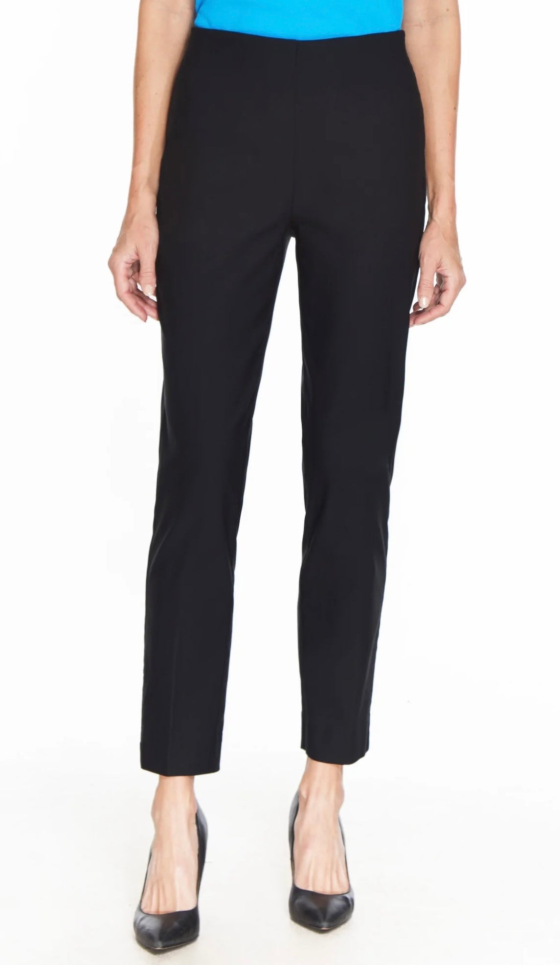 Pull On No Waist Ankle Pant - Black