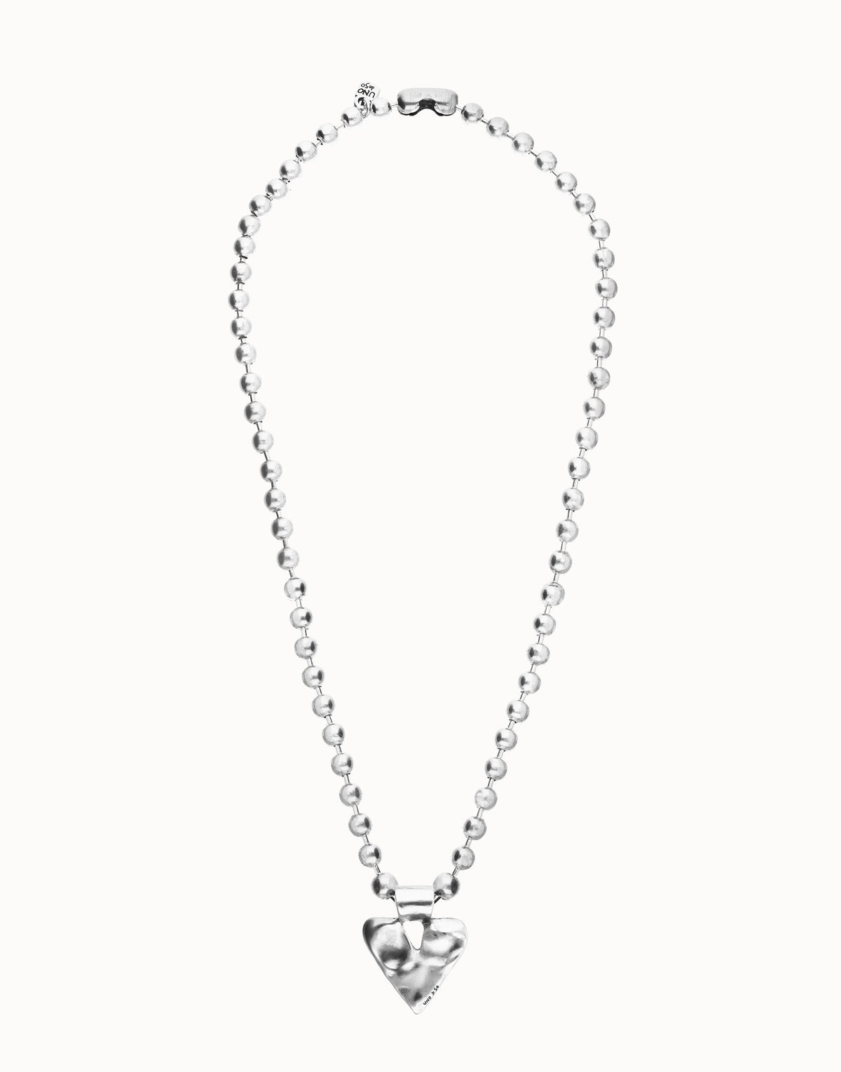 Uno de 50 Silver Long Necklace With Beads And Heart Detail