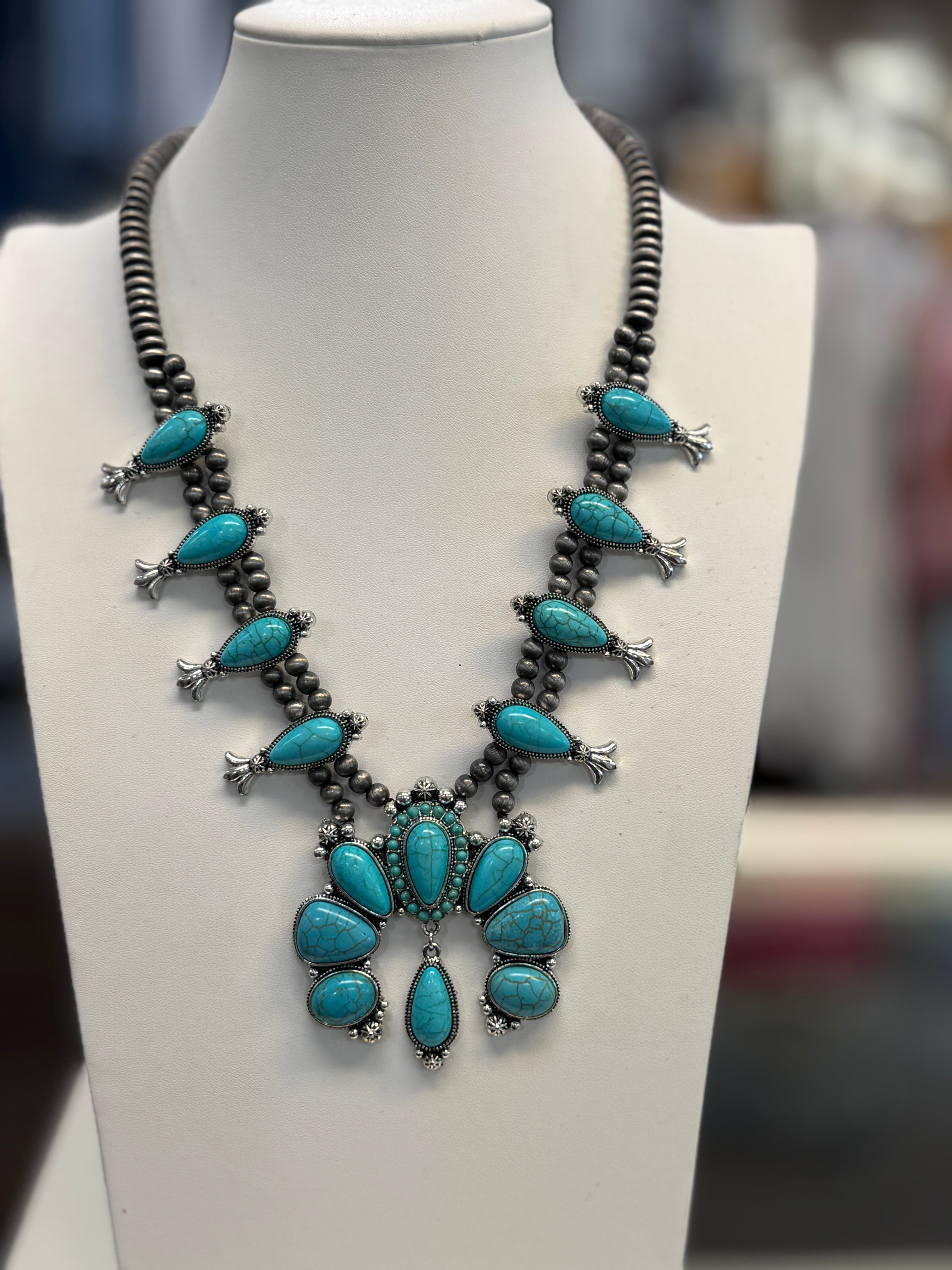 Turquoise Squash Blossom Necklace