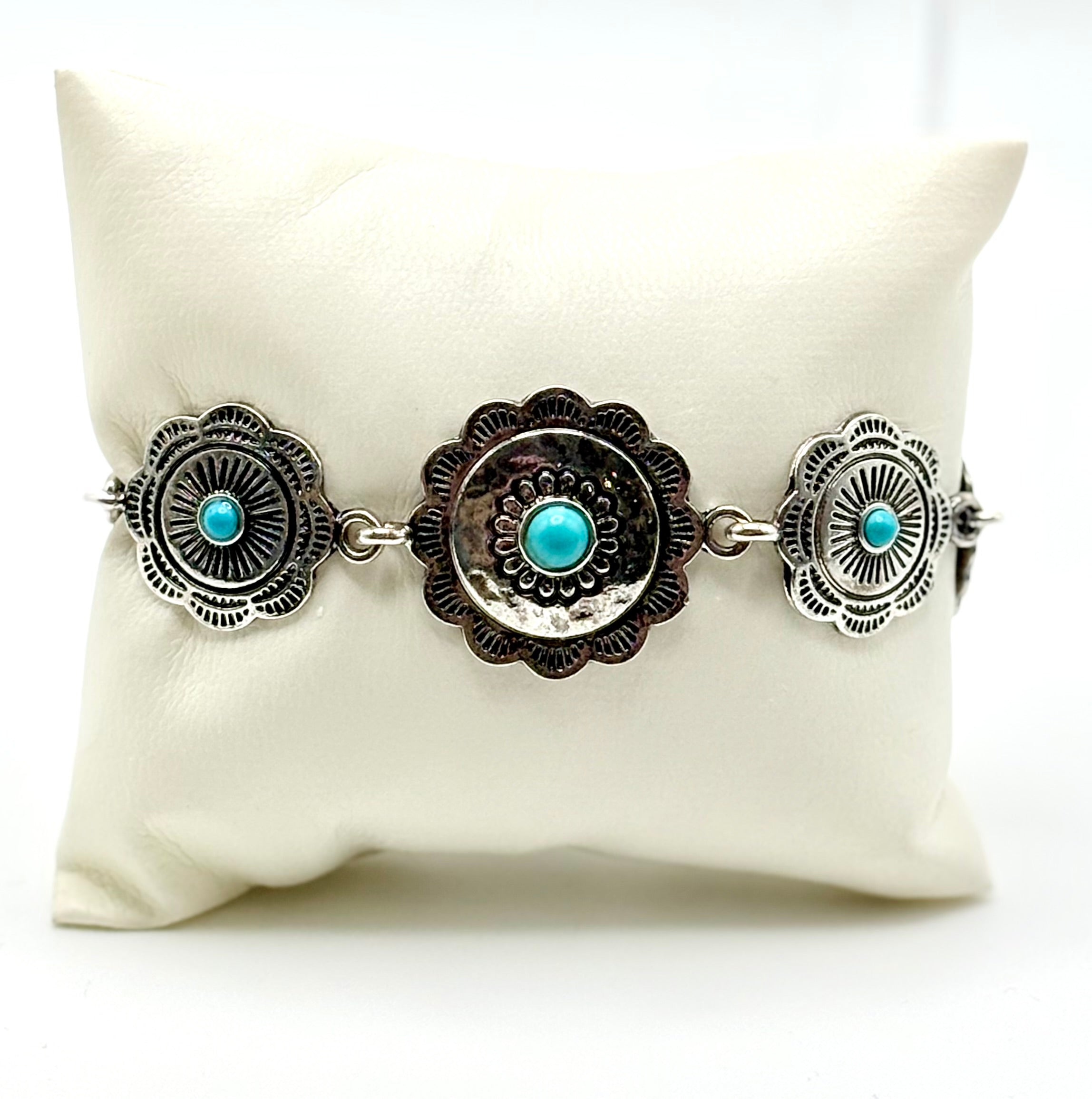 Silver Tone Concho Clasp Bracelets