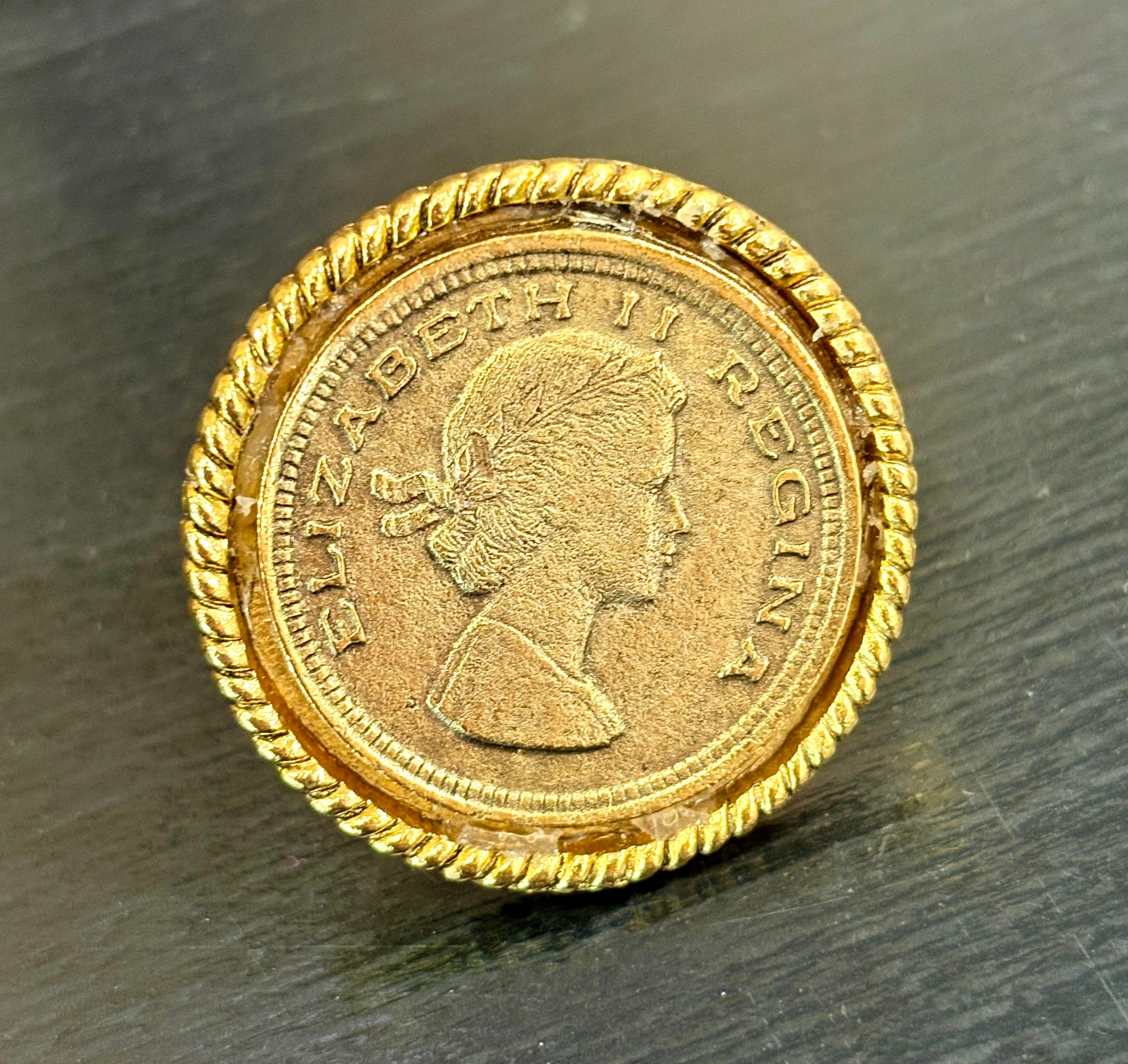 Gold Rose Trim Coin Ring