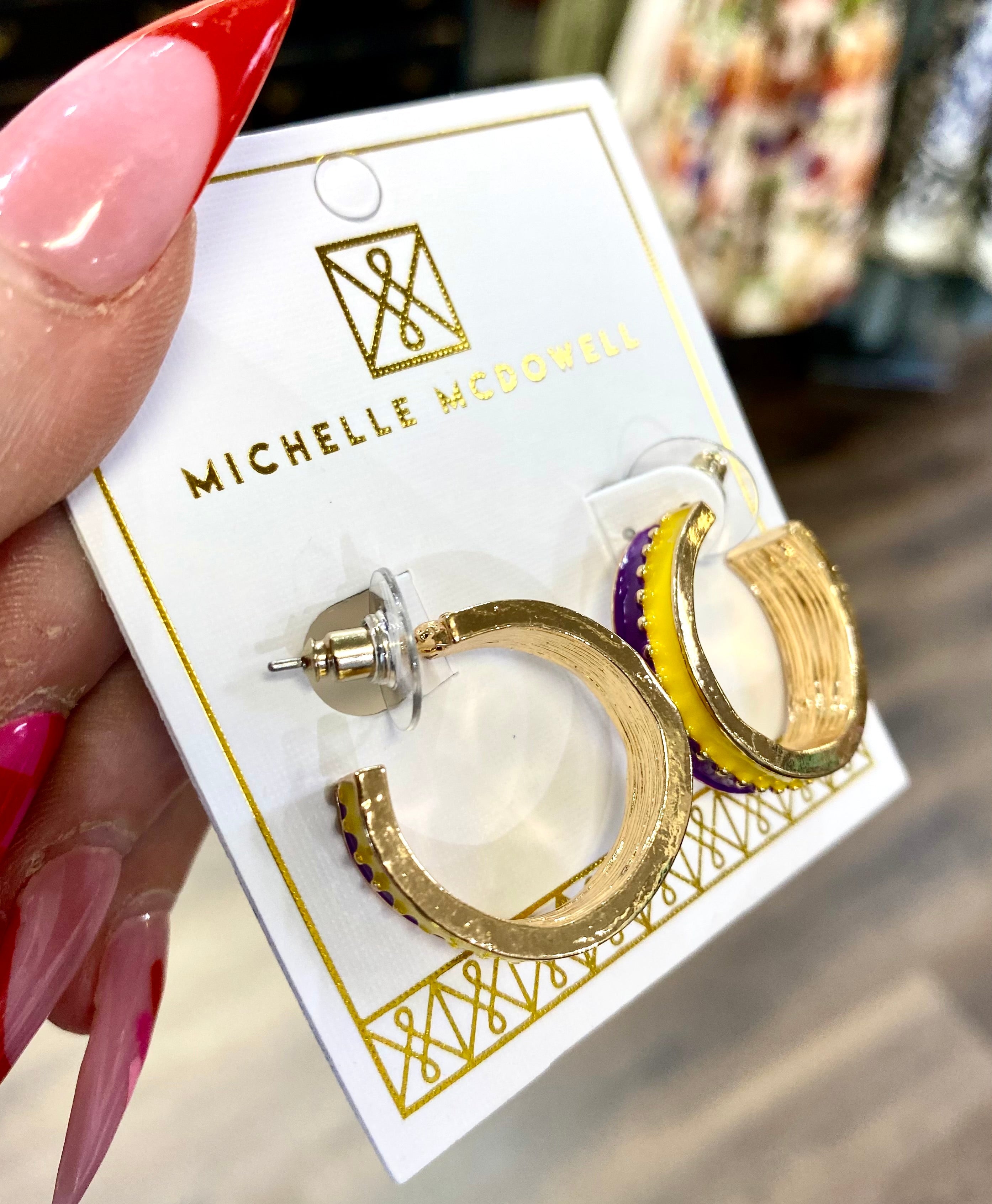Meaghan Purple & Gold Small Hoops