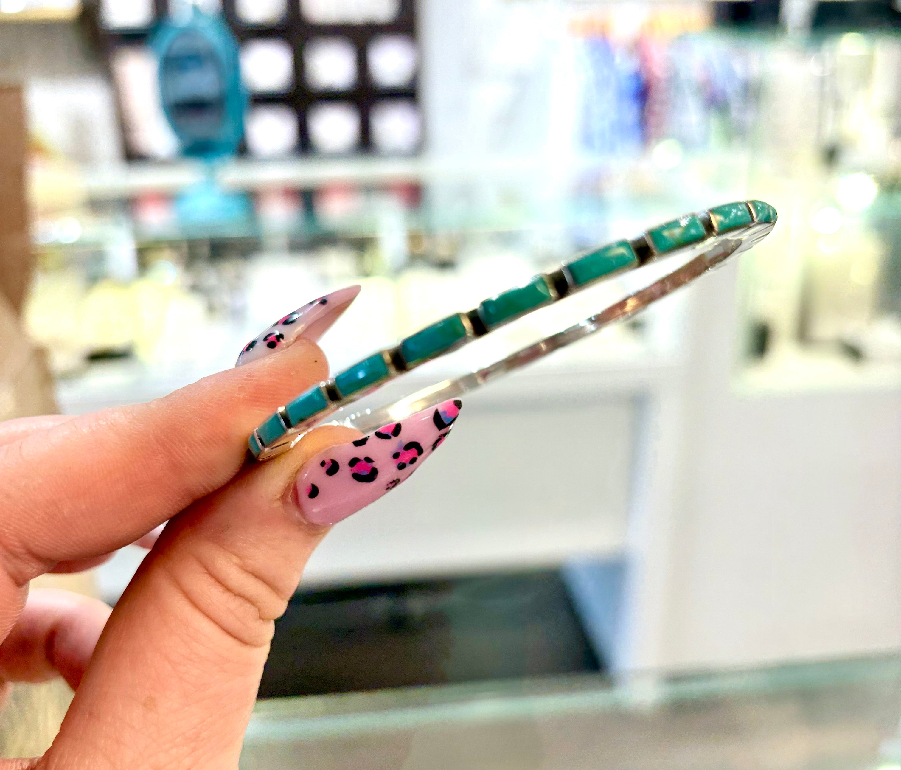 Turquoise Bezel Bar Bangle