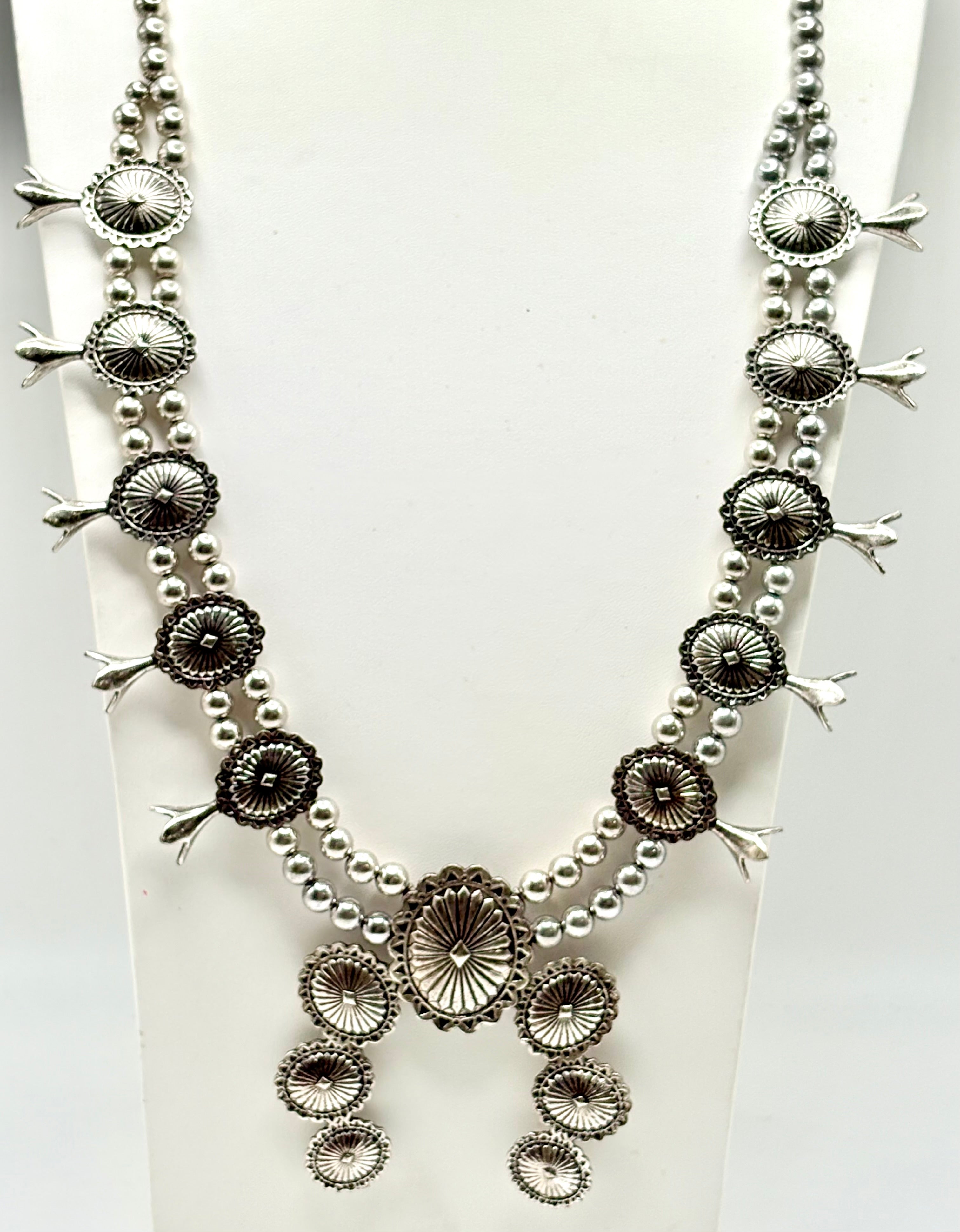 Silver Tone  Squash Blossom Necklace