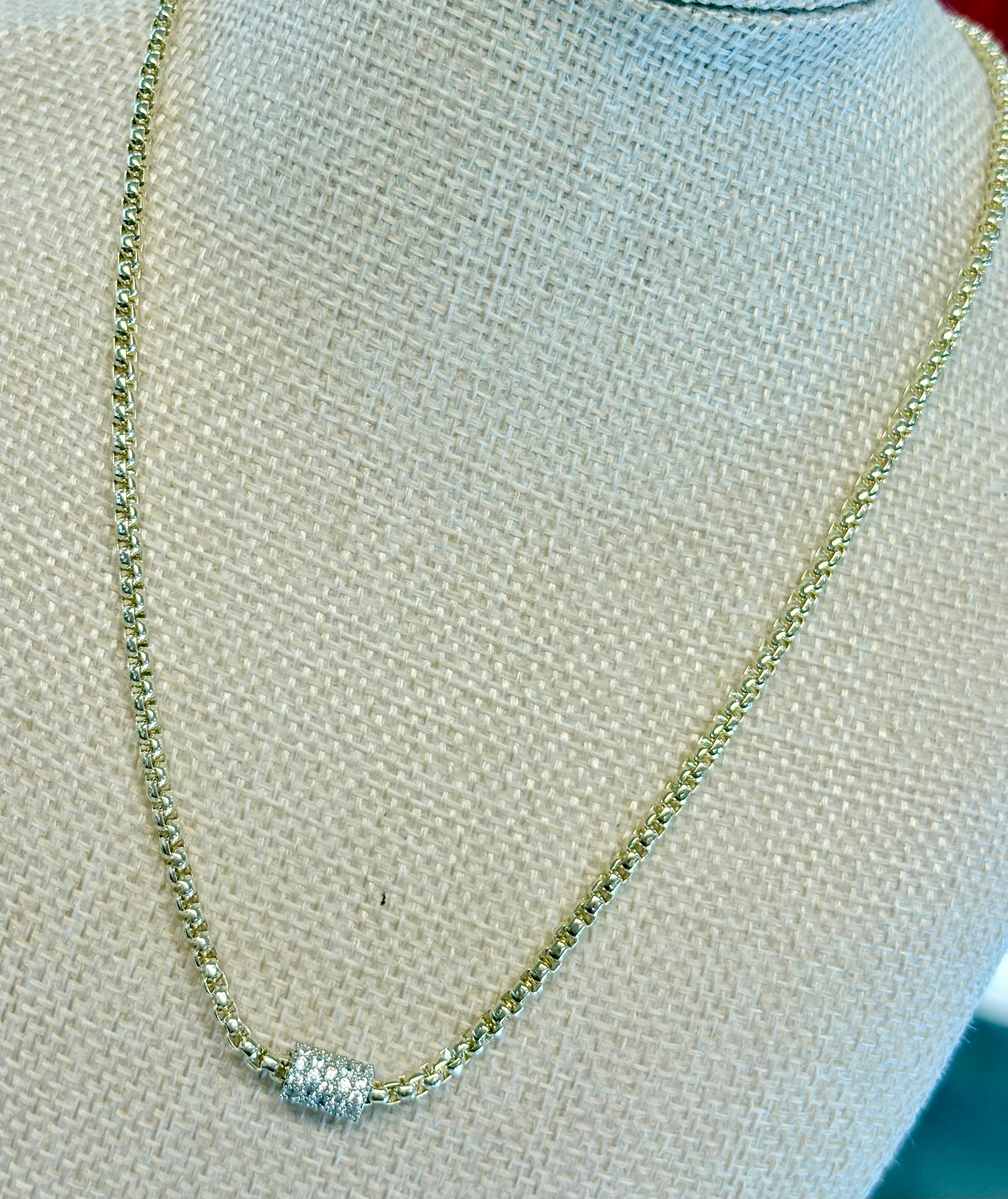 Gold Magnetic Crystal Small Barrel Necklace