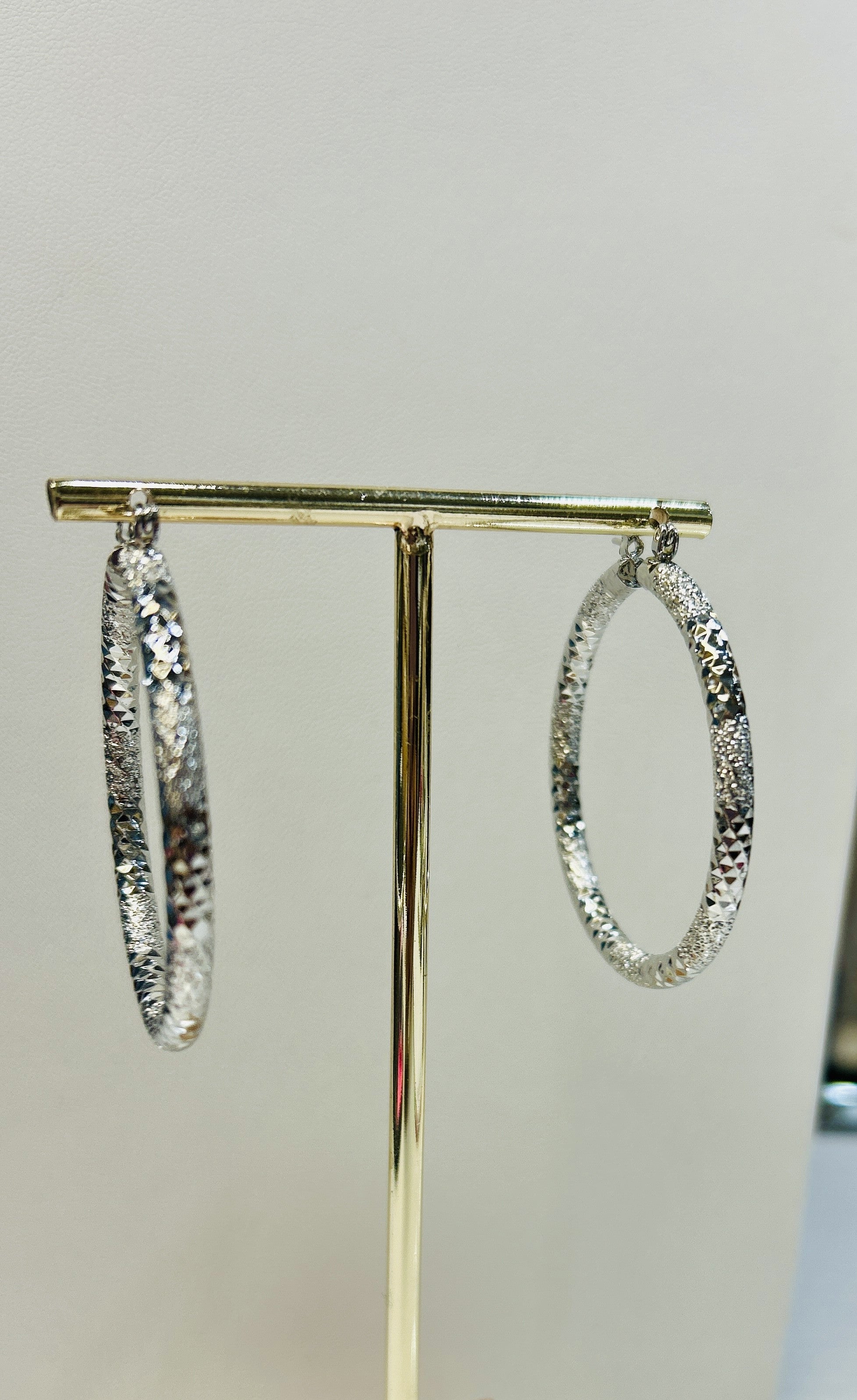 Silver Texture Hoop Earrings