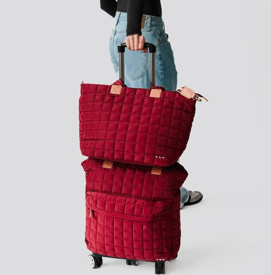 Day Dreamer Burgundy Quilted Tote