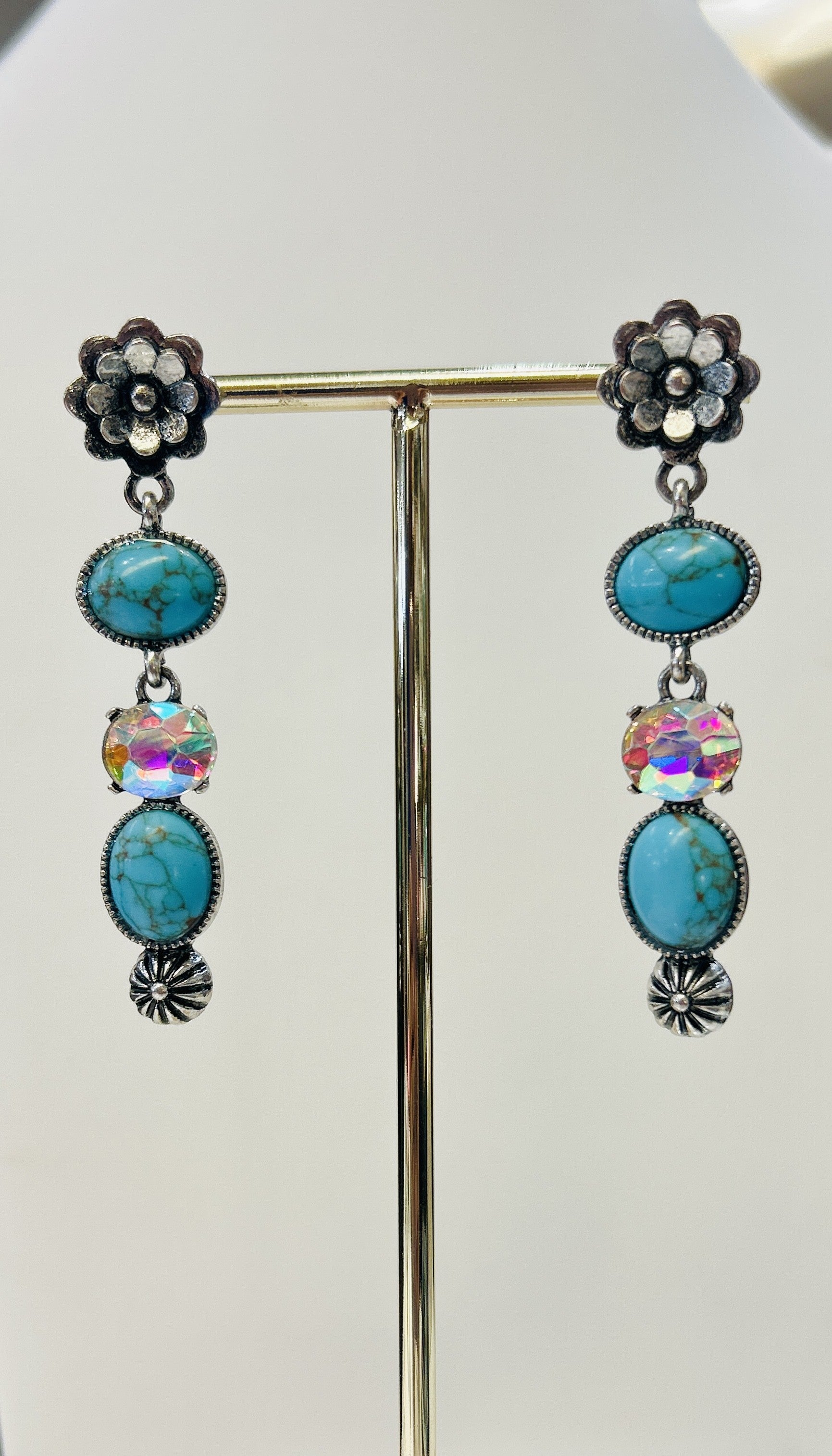 Turquoise Stone Drop Earrings