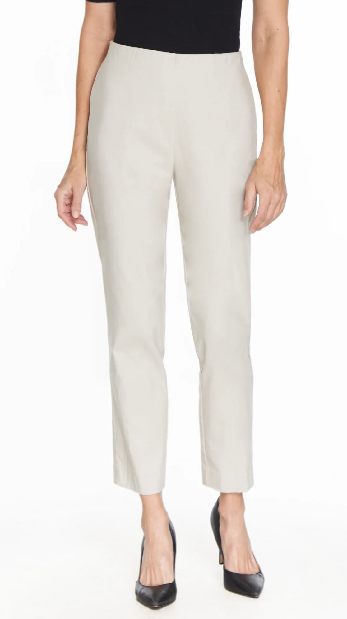 Pull On No Waist Ankle Pant - Stone
