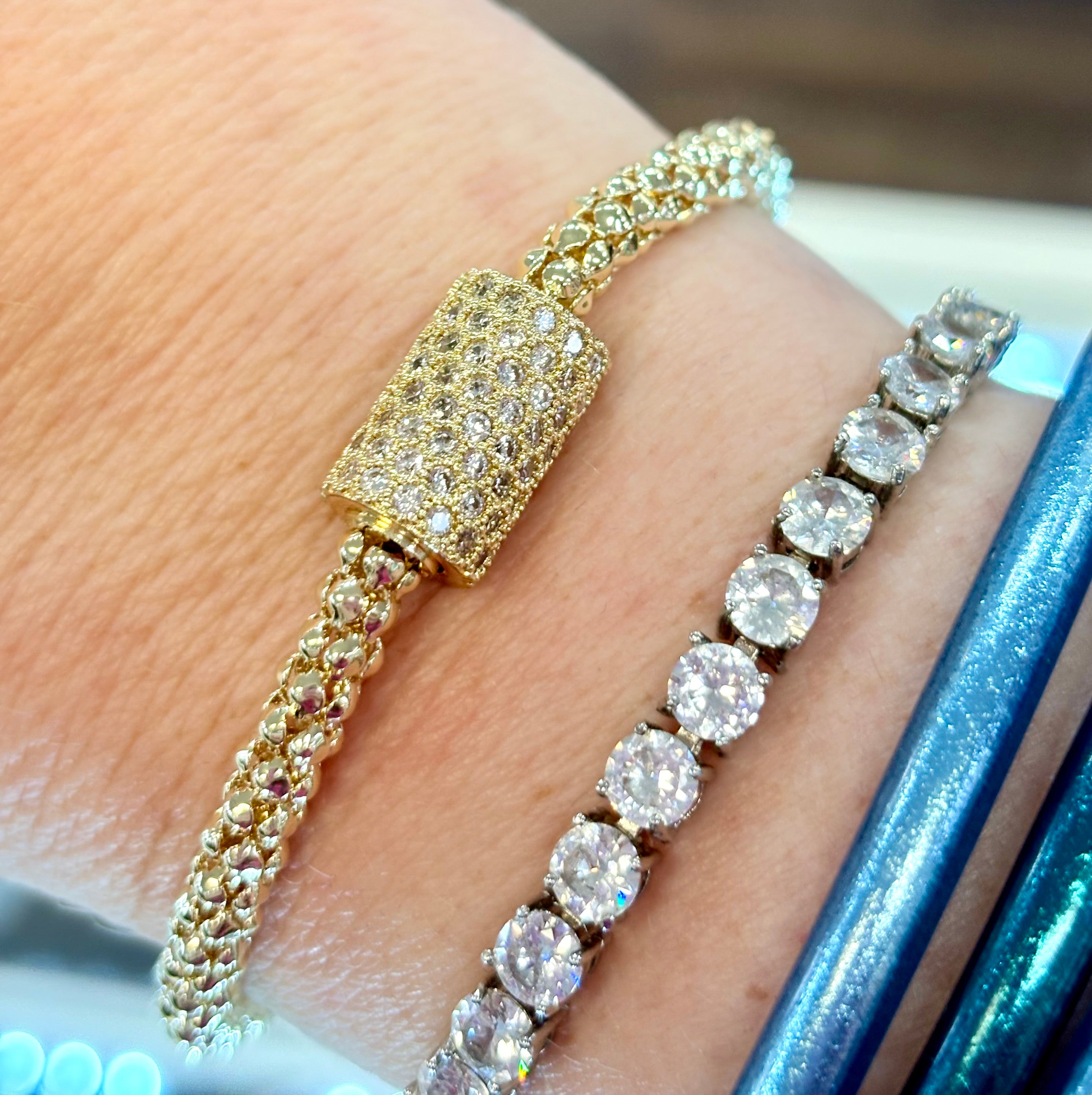 Gold Magnetic Crystal Barrel Bracelet