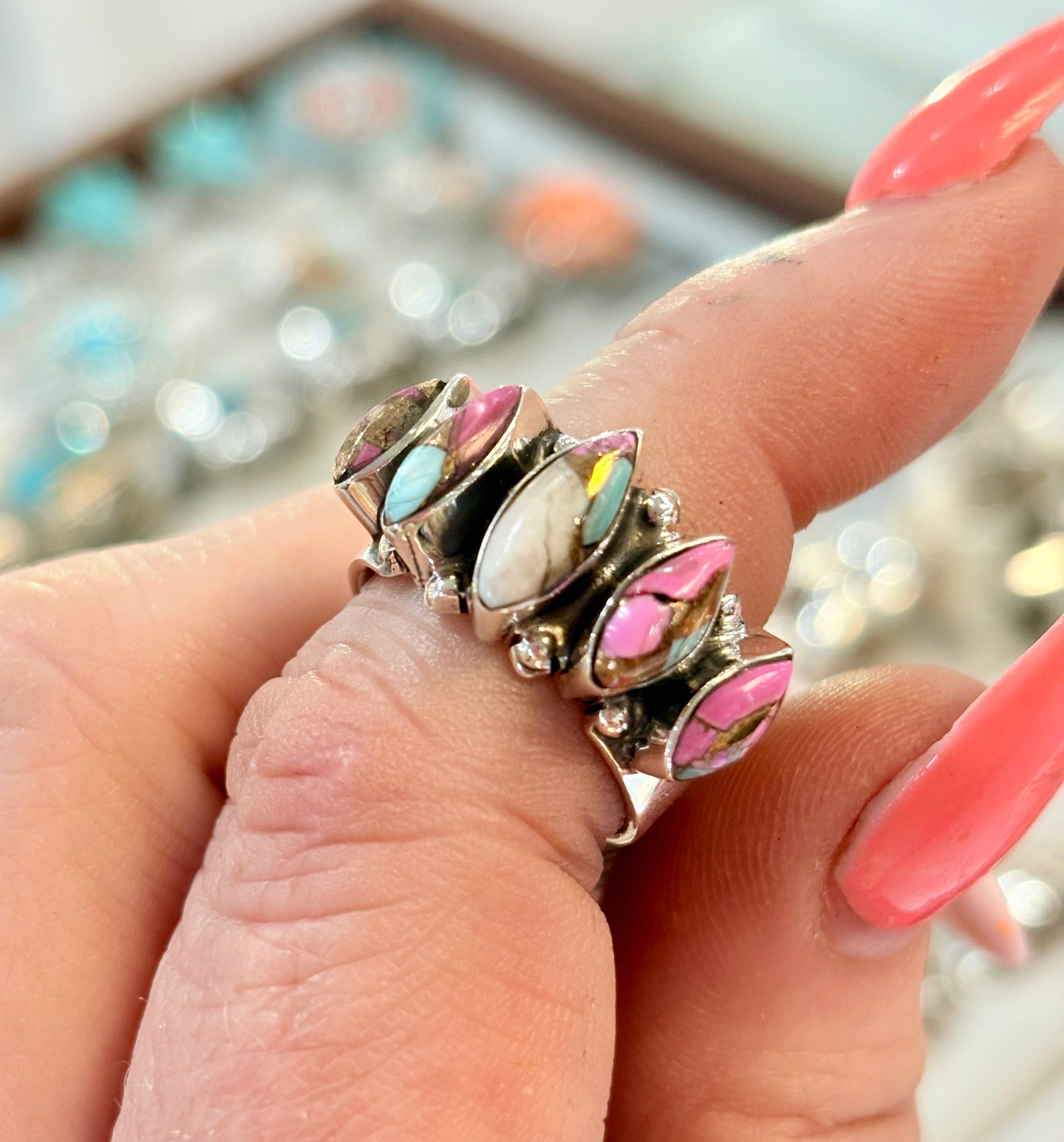 Cotton Candy Marquis 5 Stone Band