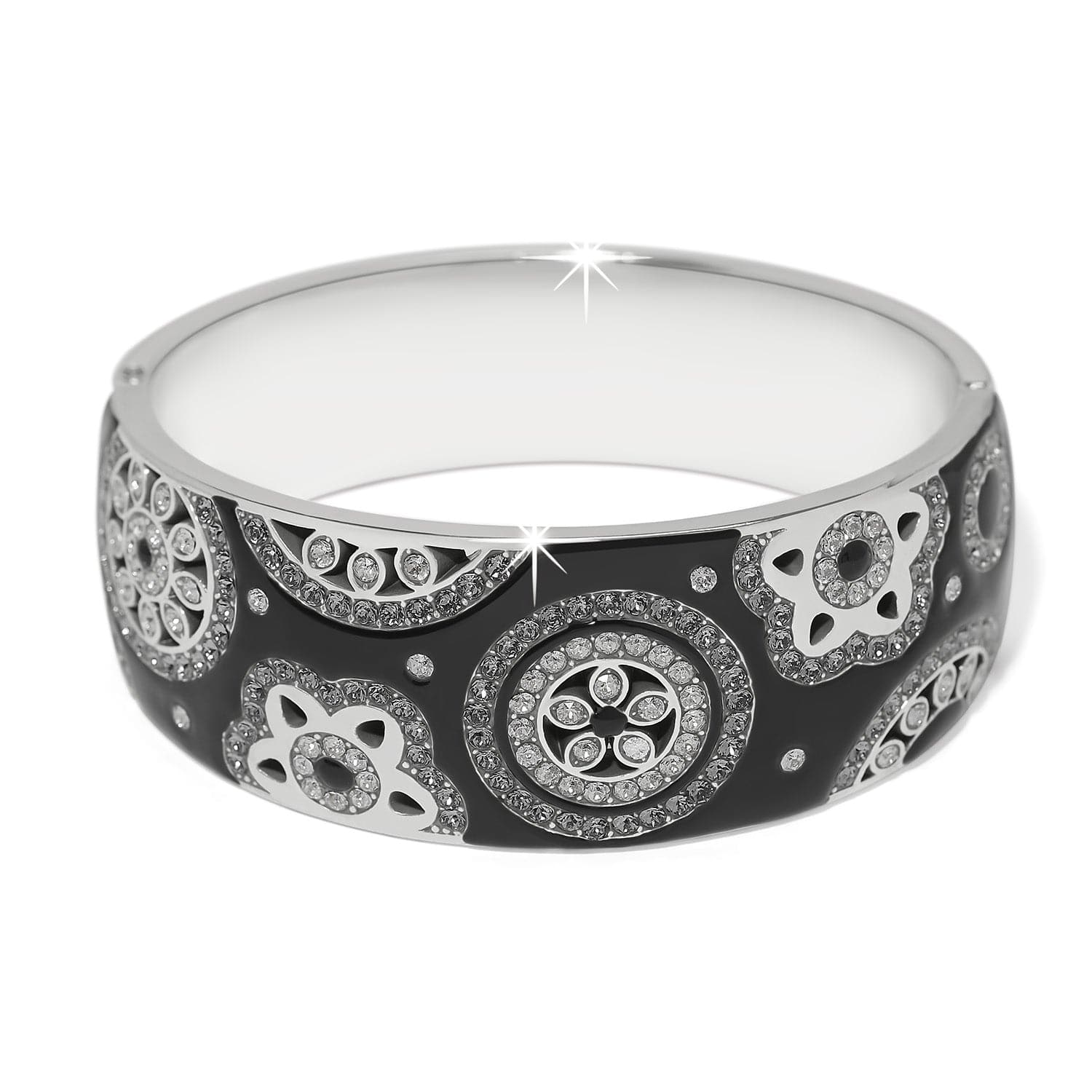 Brighton Flora Black Wide Hinged Bangle Bracelet