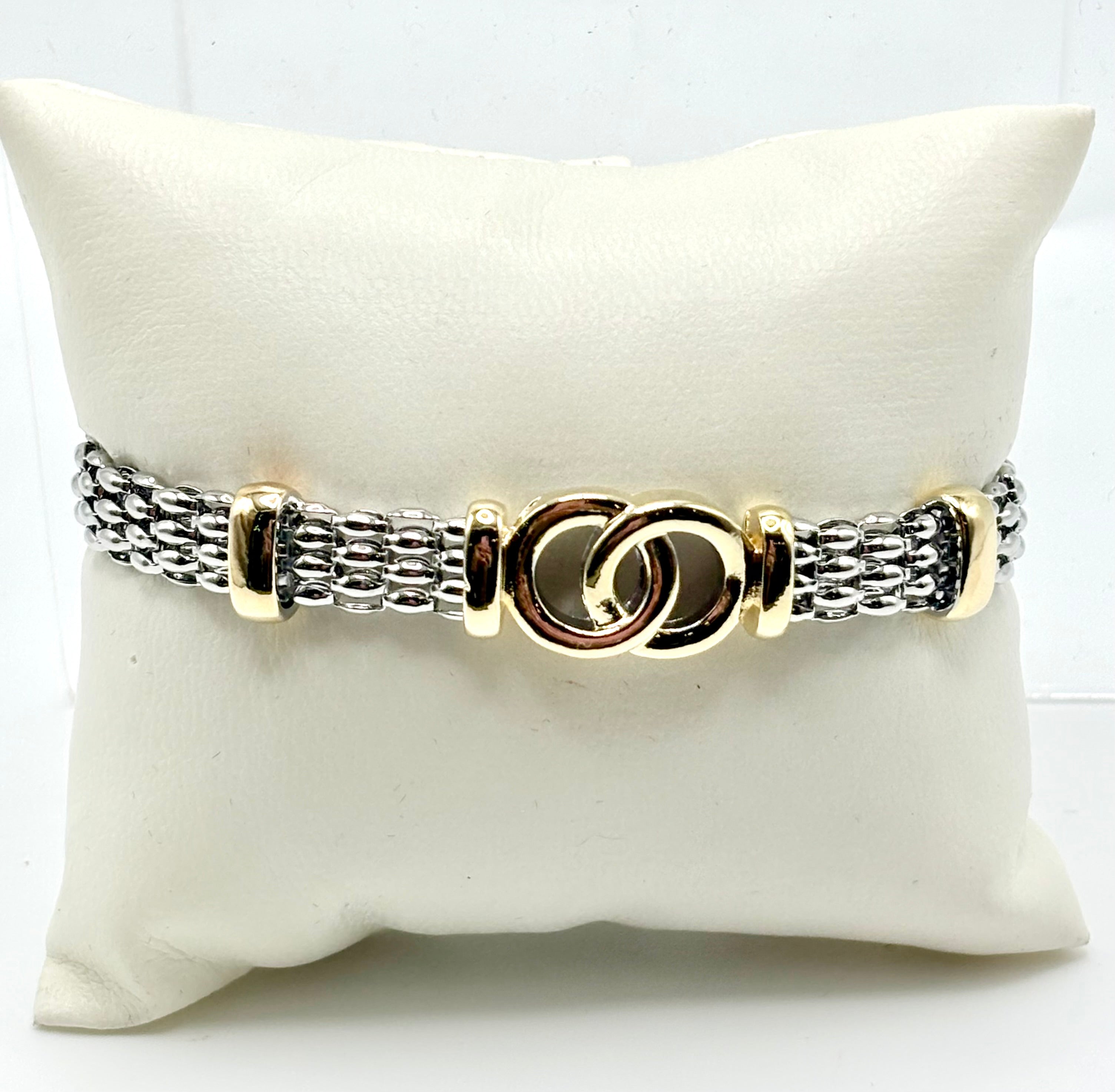 Dual Tone Crystal Clasp Bracelets