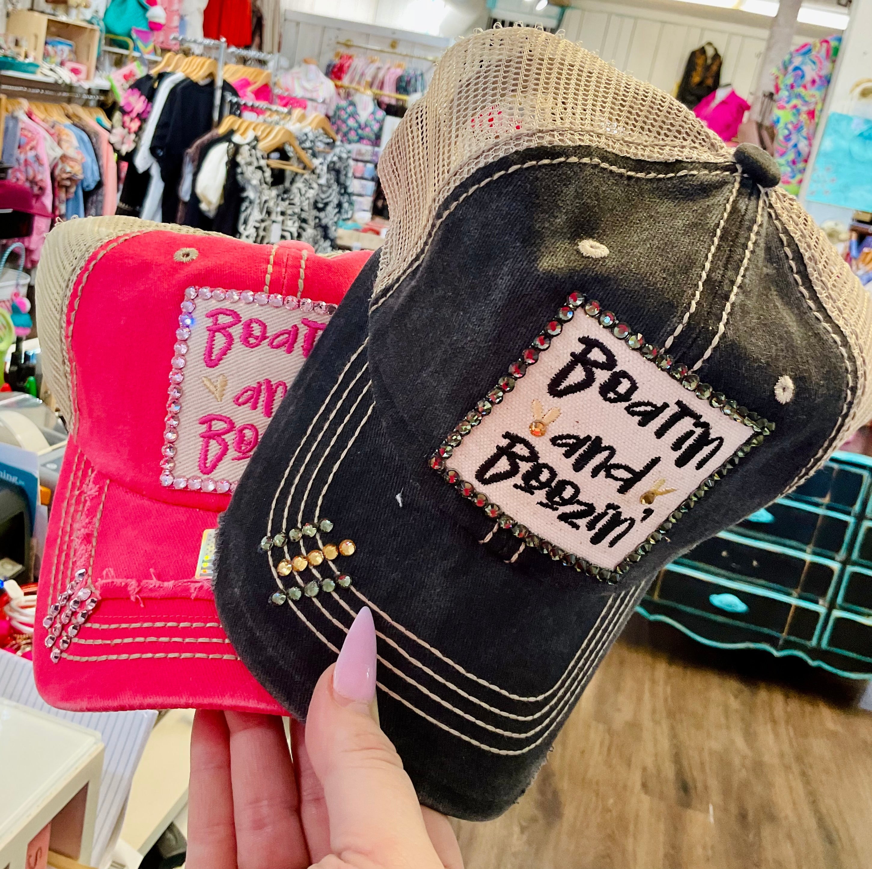 Boatin & Boozin Bling Cap — Accents Boutique, Marble Falls TX