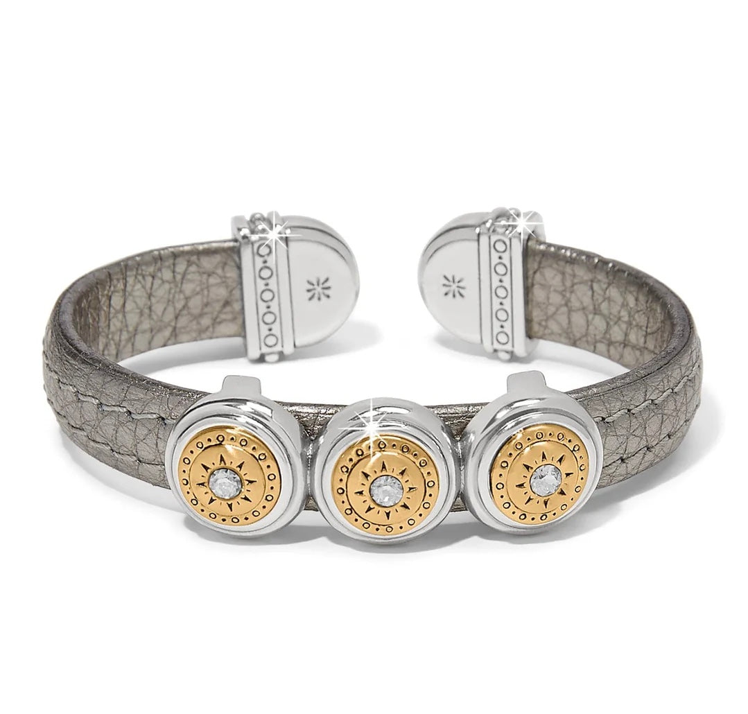 Brighton Mosaic Two Tone Leather Disc Cuff Bracelet