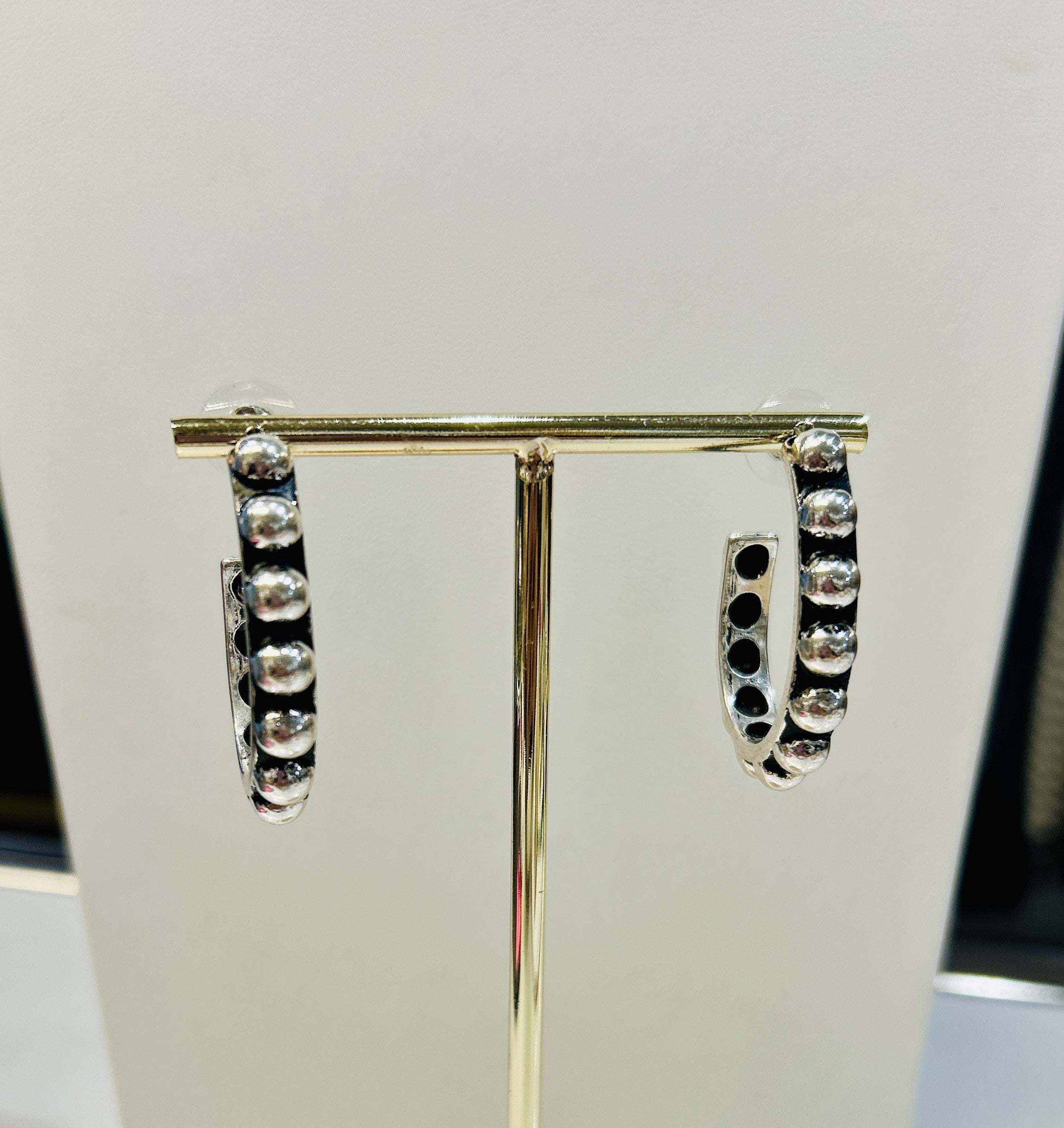 Black and Silver Hoop Earrings