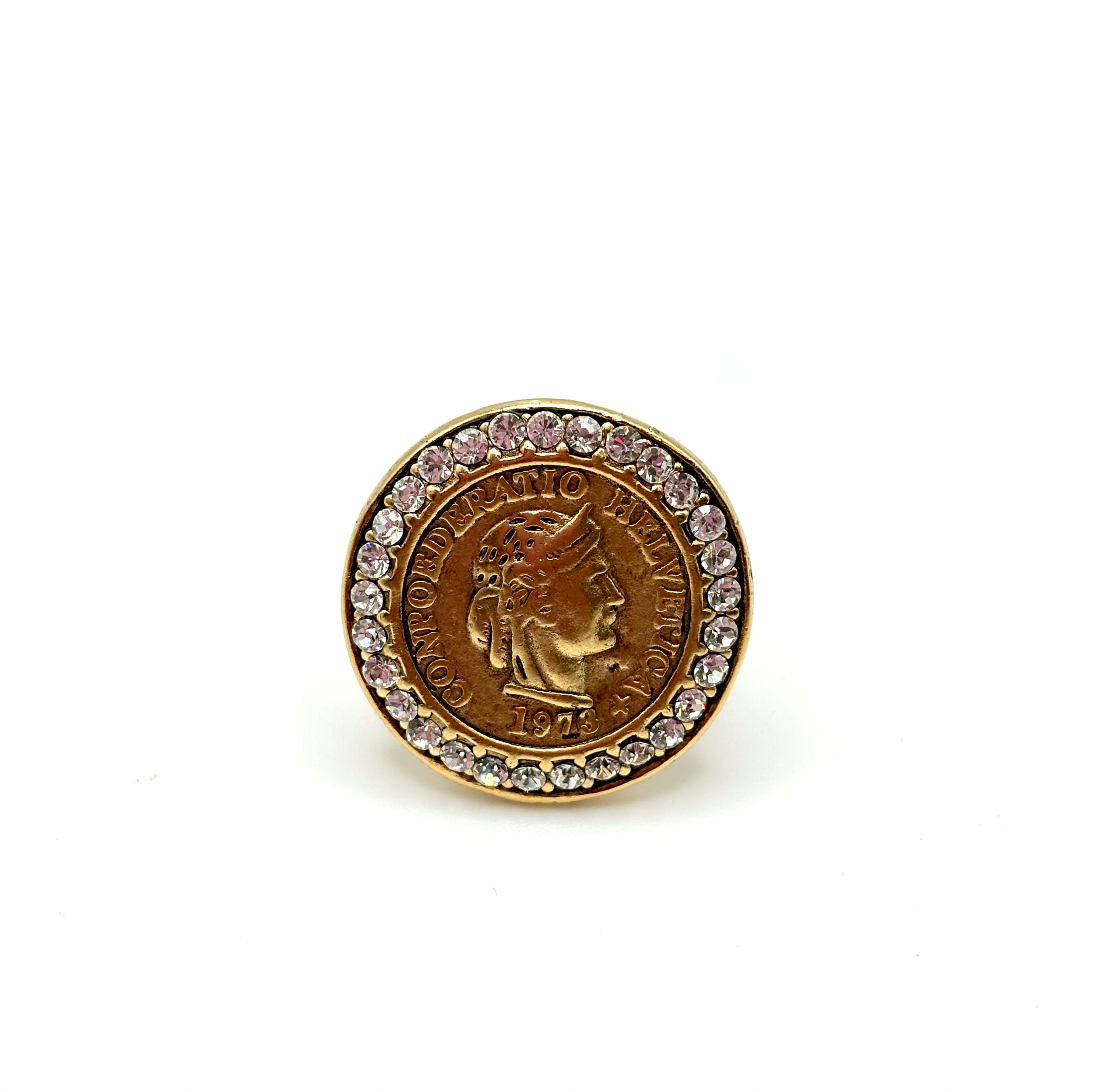 Crystal Trim Coin Ring