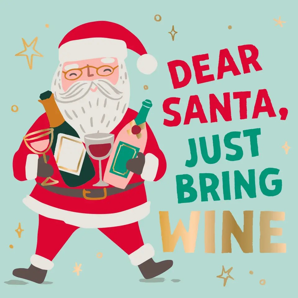 Funny Christmas Cocktail Napkins-Bring Wine