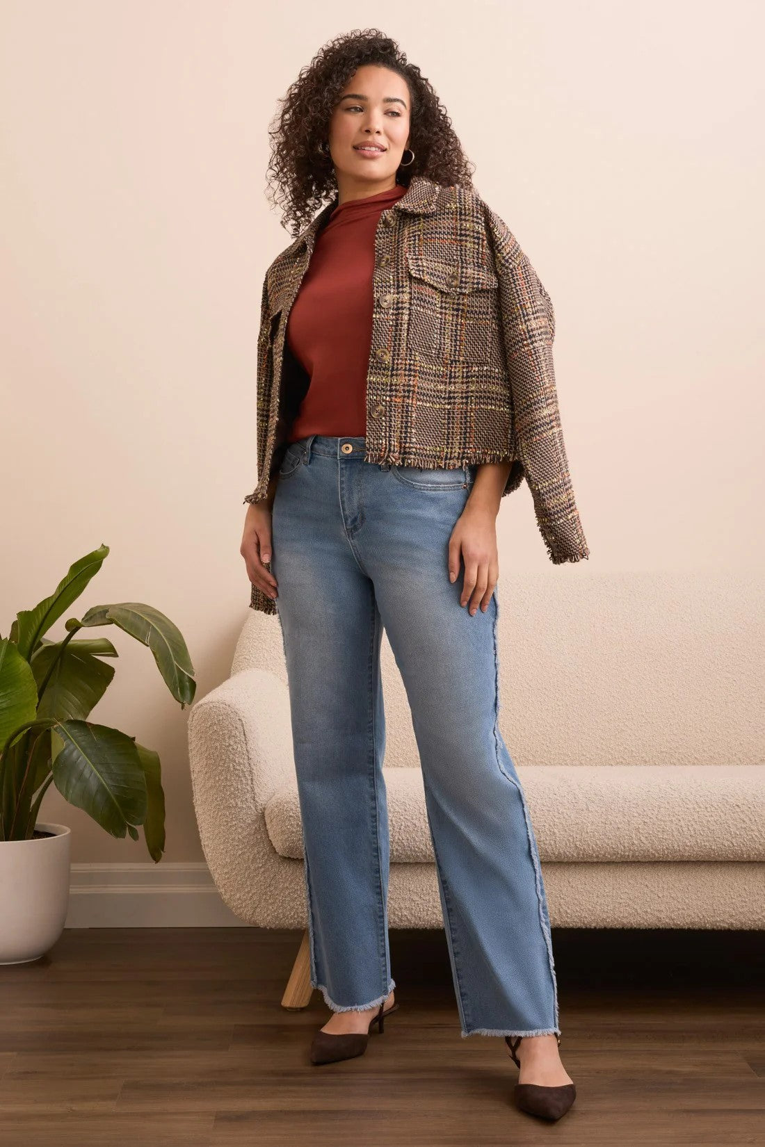 Tweed Drop Shoulder Jacket-Cocoa