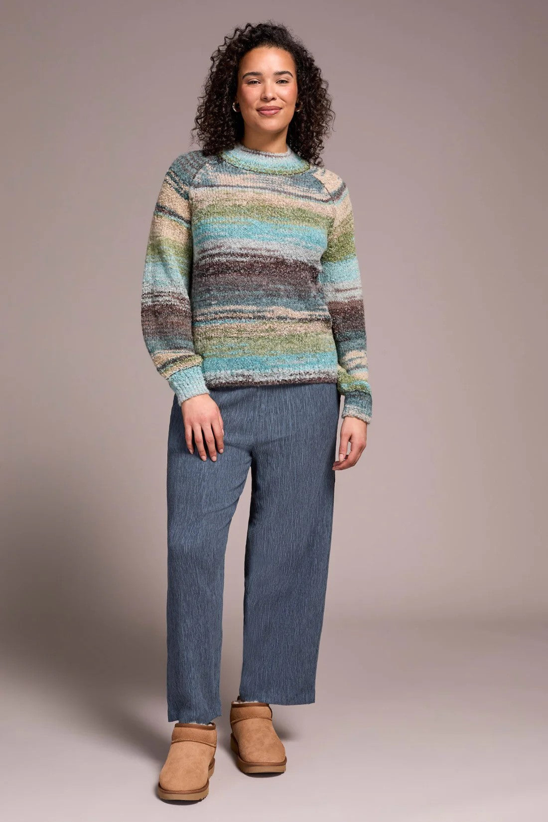 Mock Neck Sweater-Aquahaze