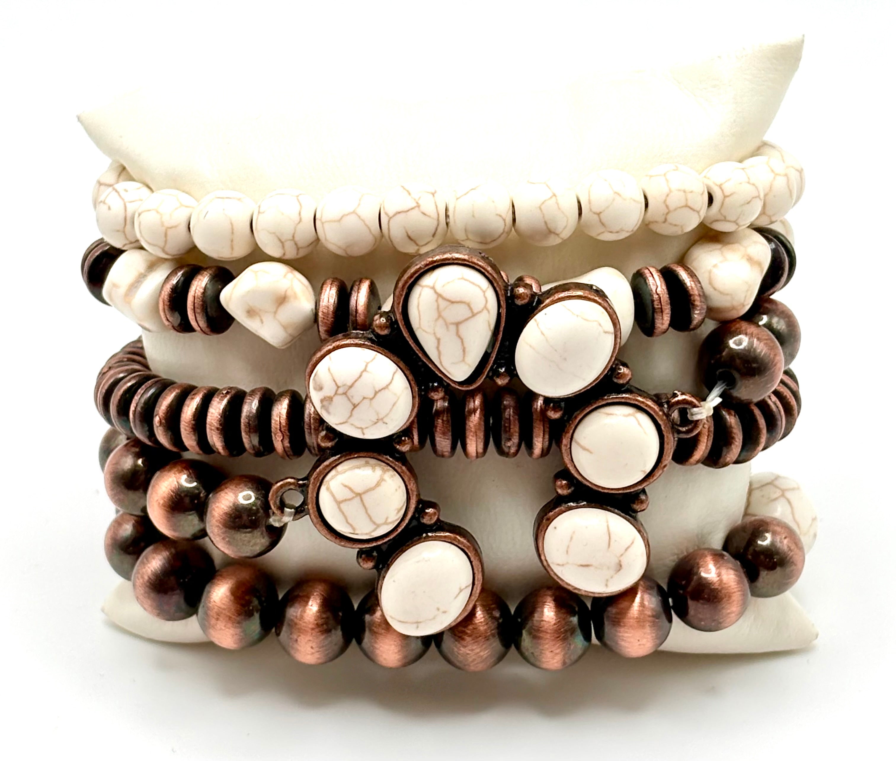 White Buffalo Squash Stretch Bracelet Stack