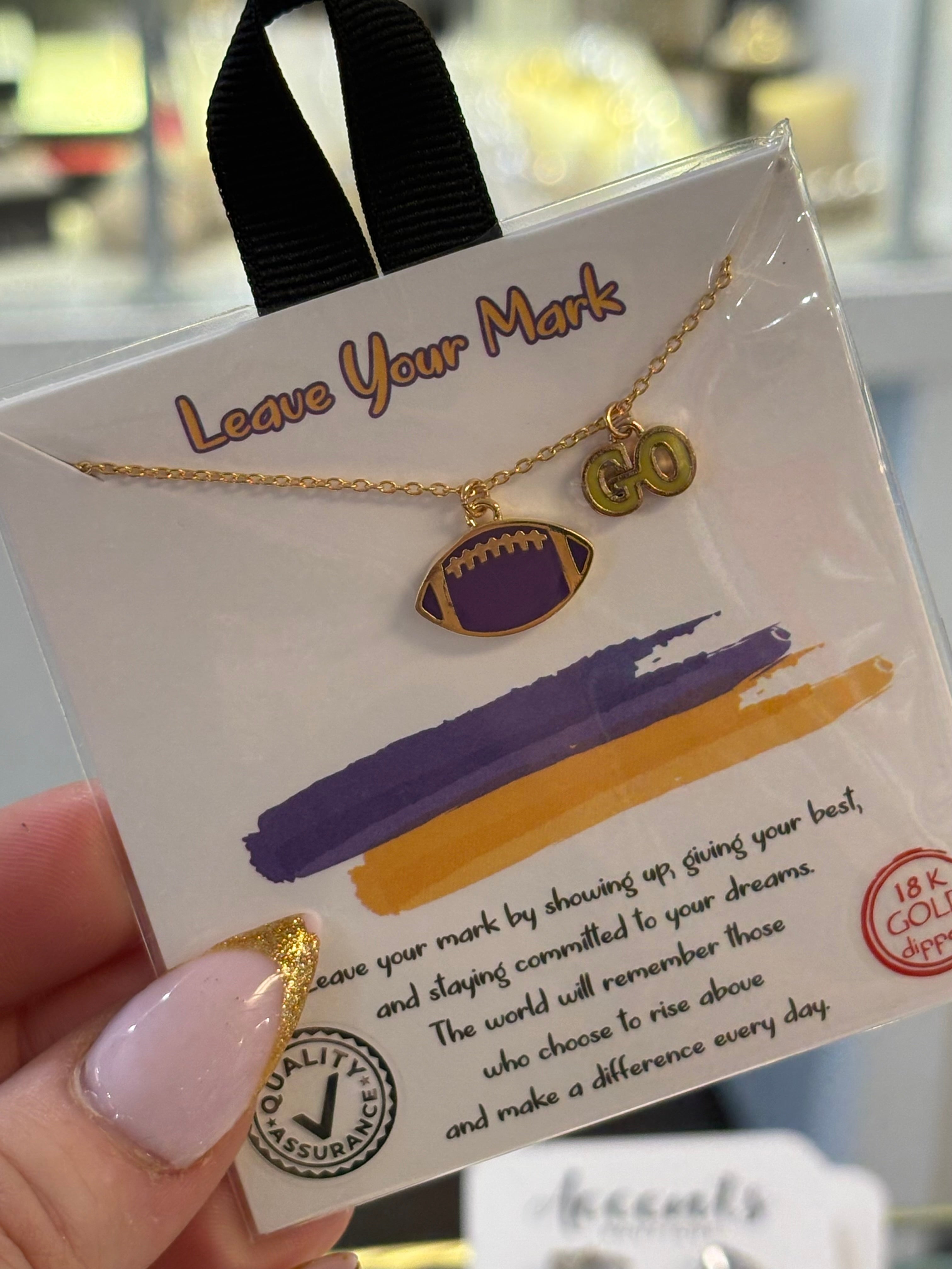 Purple & Gold Football Go Necklace
