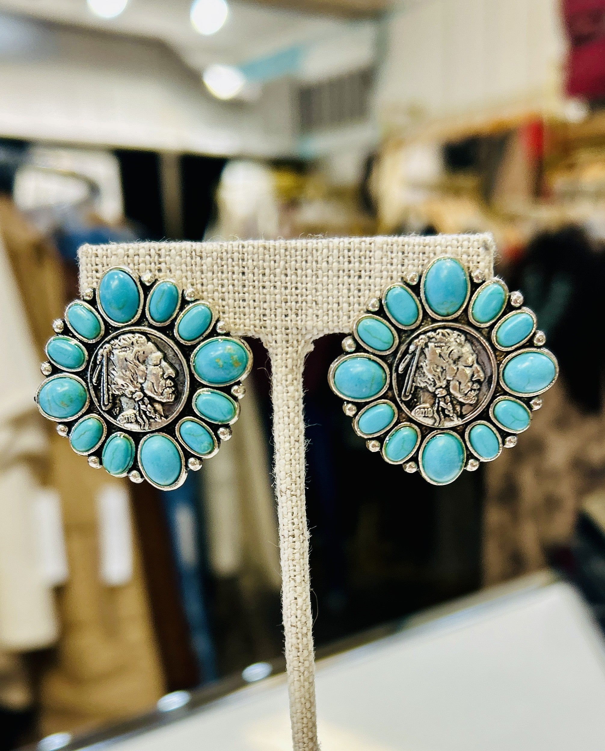 Chief Turquoise Concho Earrings