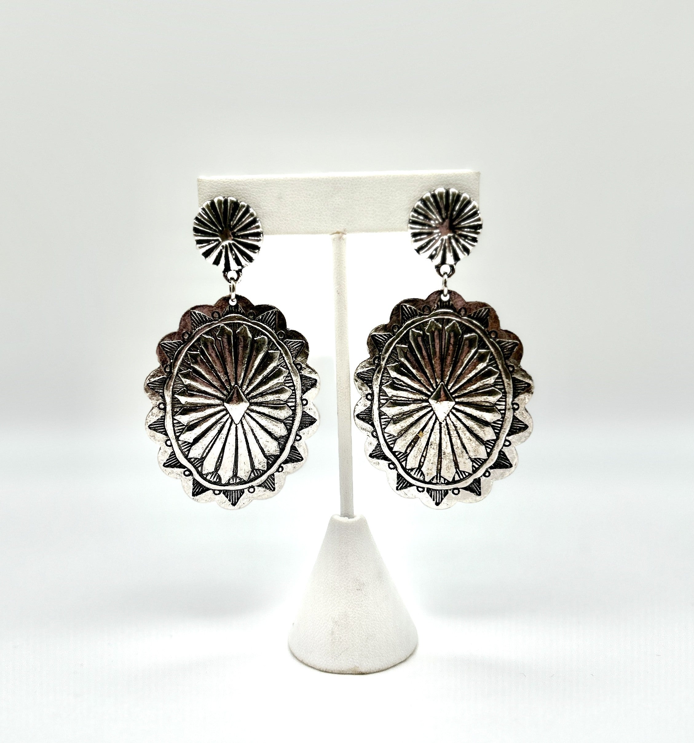 Silver Concha Earrings
