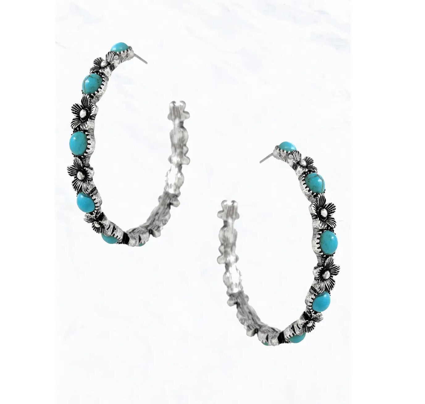 Turquoise Stone Hoops